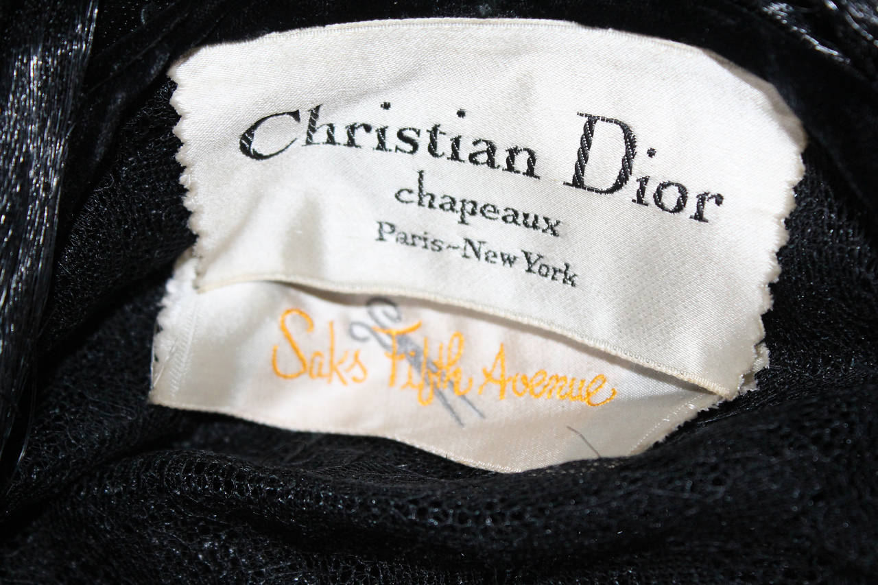 1960s Christian Dior Black 'Glazed Hair' Turban Hat 2