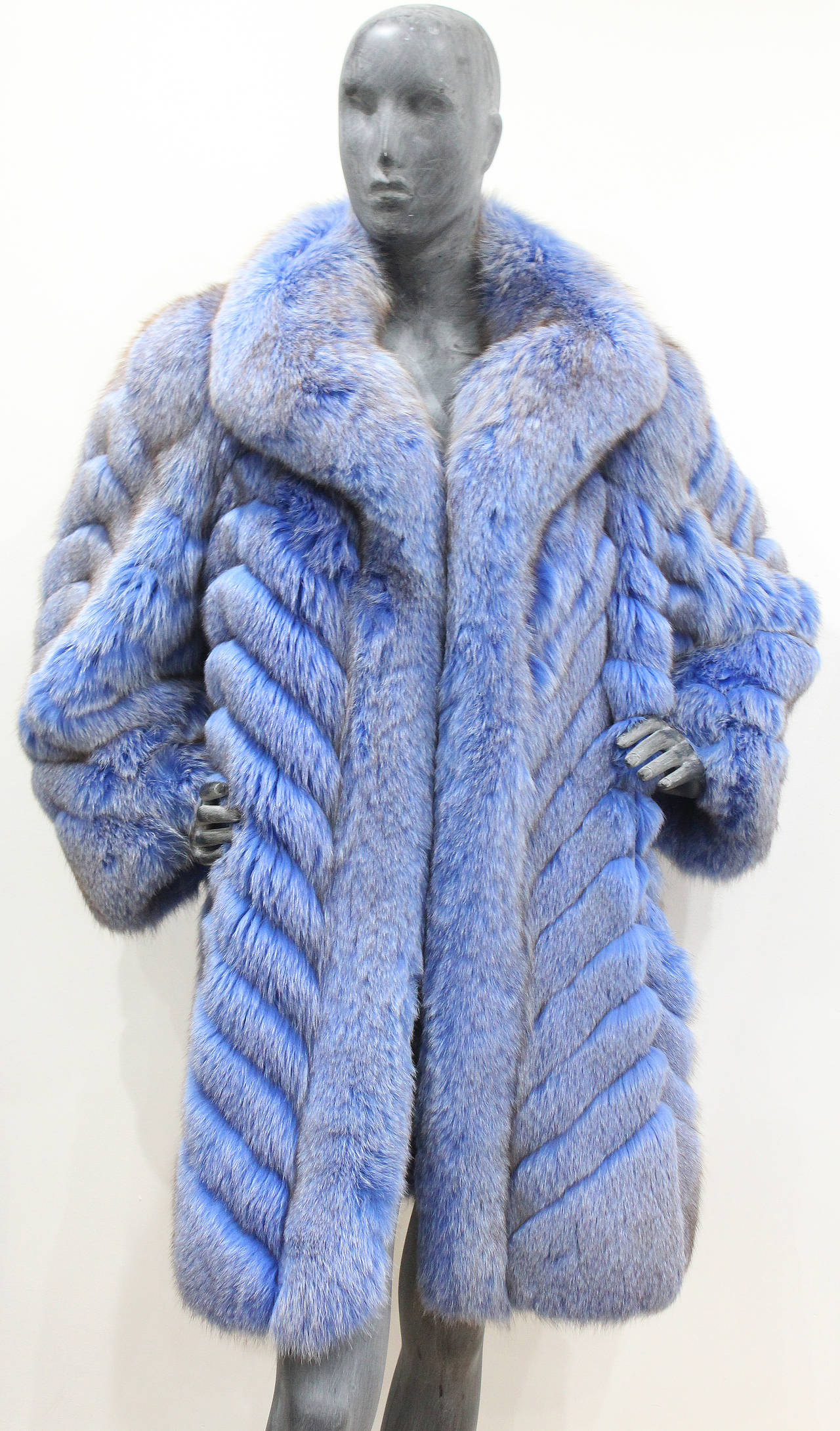 Exceptional 1980s Swiss Oversized Blue Fox Fur Coat