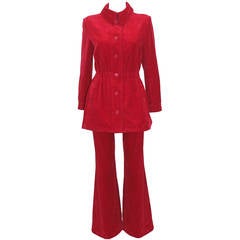 A late 1960s Audrey Hepburne-esque Givenchy corduroy flared pant suit