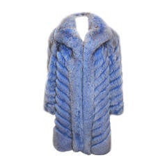 Vintage Exceptional 1980s Swiss Oversized Blue Fox Fur Coat