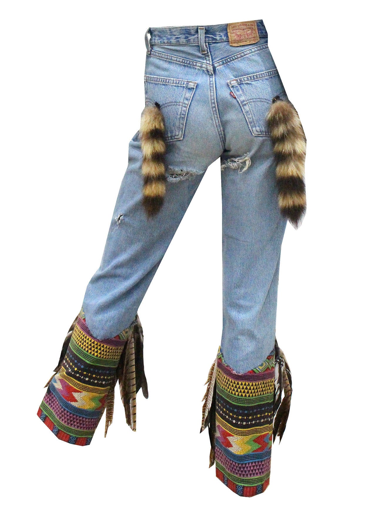 Iconic Tom Ford for Gucci Spring Summer 1999 feather denim jeans