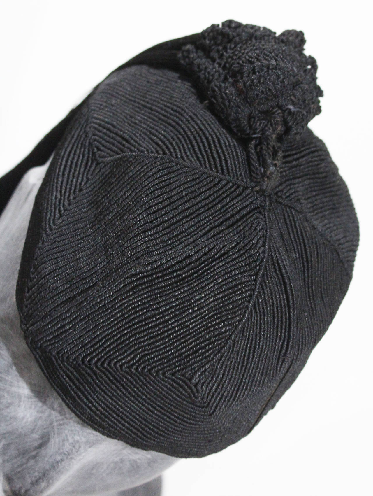 Gray Spectacular original 1920s embroidered skull cap with ponytail
