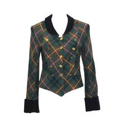 Rare Vivienne Westwood Tartan Plaid Wool and Velvet Jacket c. 1988