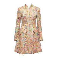 Exceptional British Silk Brocade Paisley Tailored Coat by CROLLA c. 1984 11