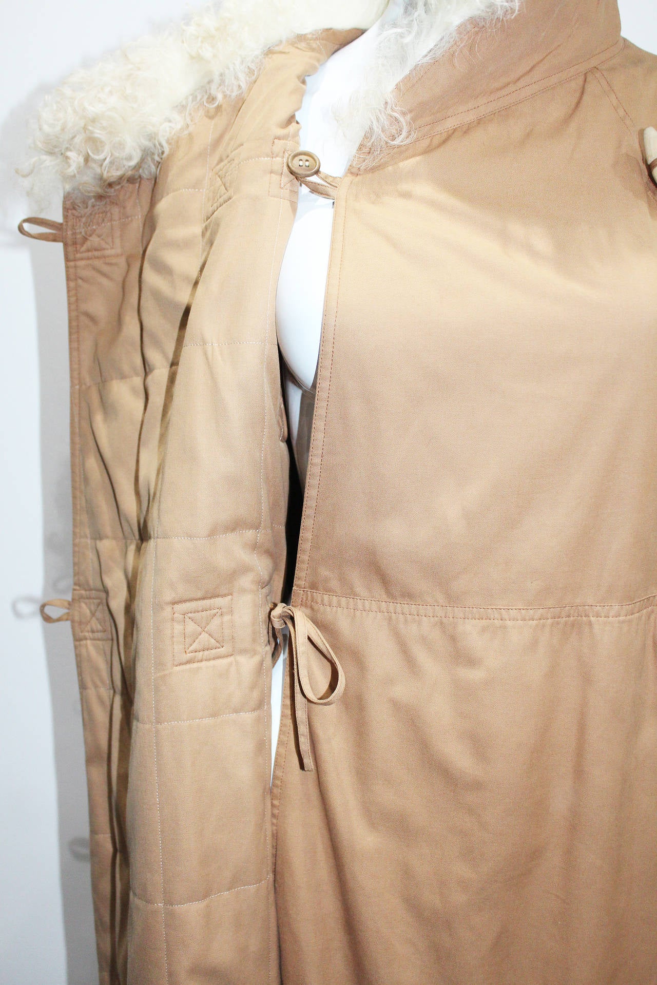 1960s Courreges tan coat with Mongolian lamb collar In Good Condition In London, GB