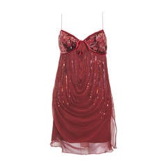 Runway John Galliano for Christian Dior Silk Embellished Evening Mini Dress