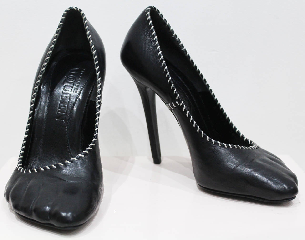 Collectible Alexander McQueen runway moulded 'toe' leather heels, S/S 2009 In New Condition In London, GB