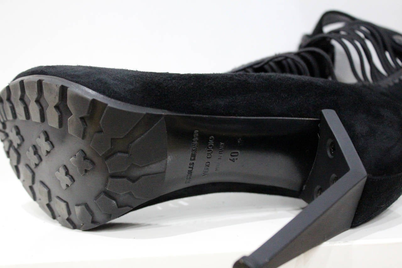 Women's Nicholas Kirkwood black suede open toe boots, Fall 2010