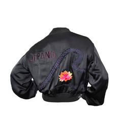 1990s Unisex Yohji Yamamoto Silk Bomber Jacket With Embroidered Cobra