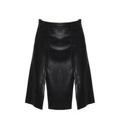 Vintage 1990s Prada Pleated Leather Skirt With Slits