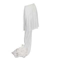 Early Yohji Yamamoto white cotton pleated wrap skirt with train c. 1980s