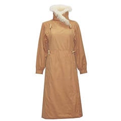 1960s Courreges tan coat with Mongolian lamb collar