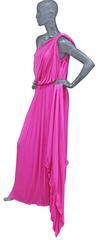 Exceptionnelle robe de soirée Pierre Cardin en soie plissée rose vif, vers 1977