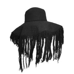 Rare Haute Couture Yohji Yamamoto frayed wide brim cashmere wool hat c. 2013