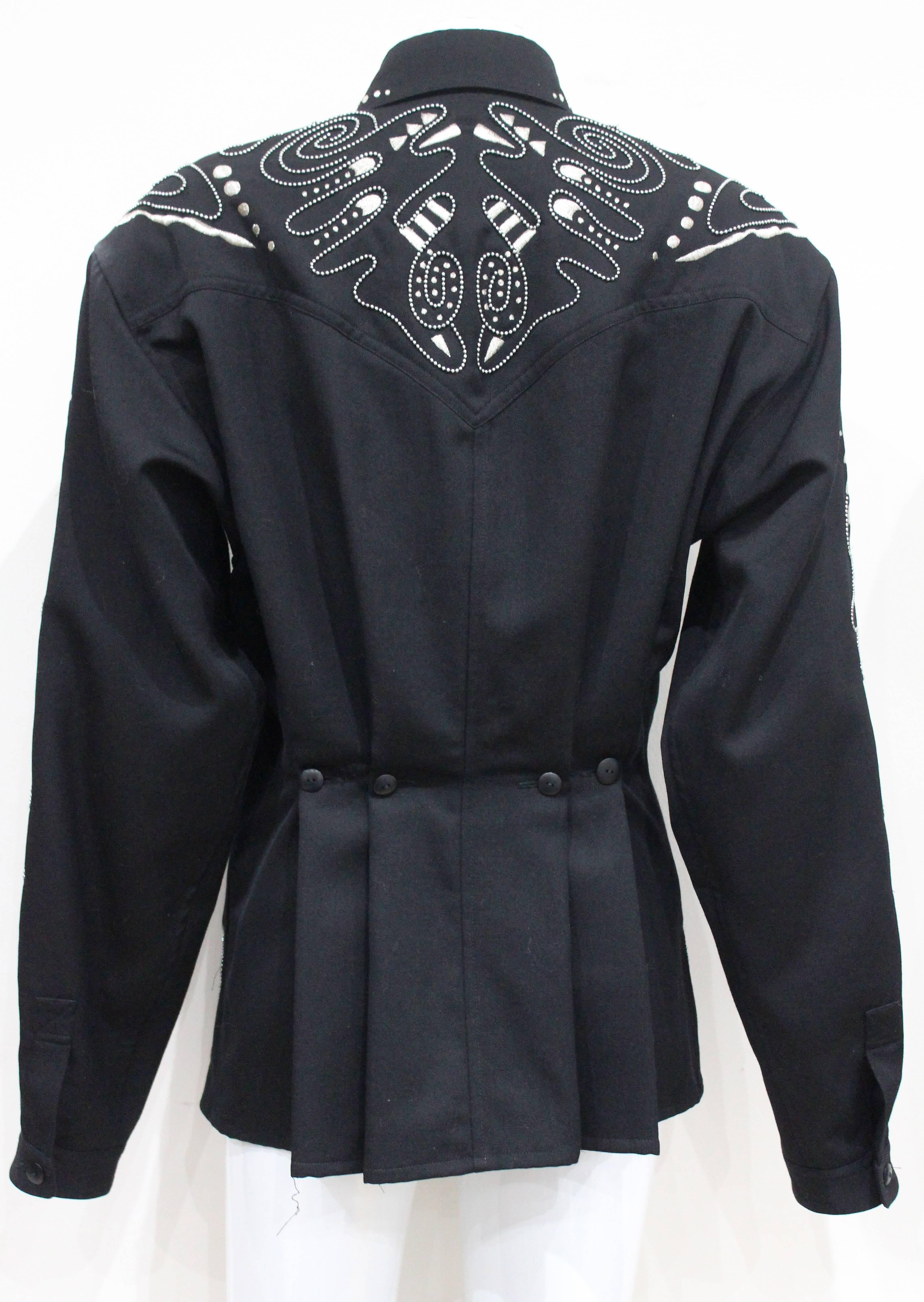 Black 1980s Kansai Yamamoto embellished black tailored jacket 