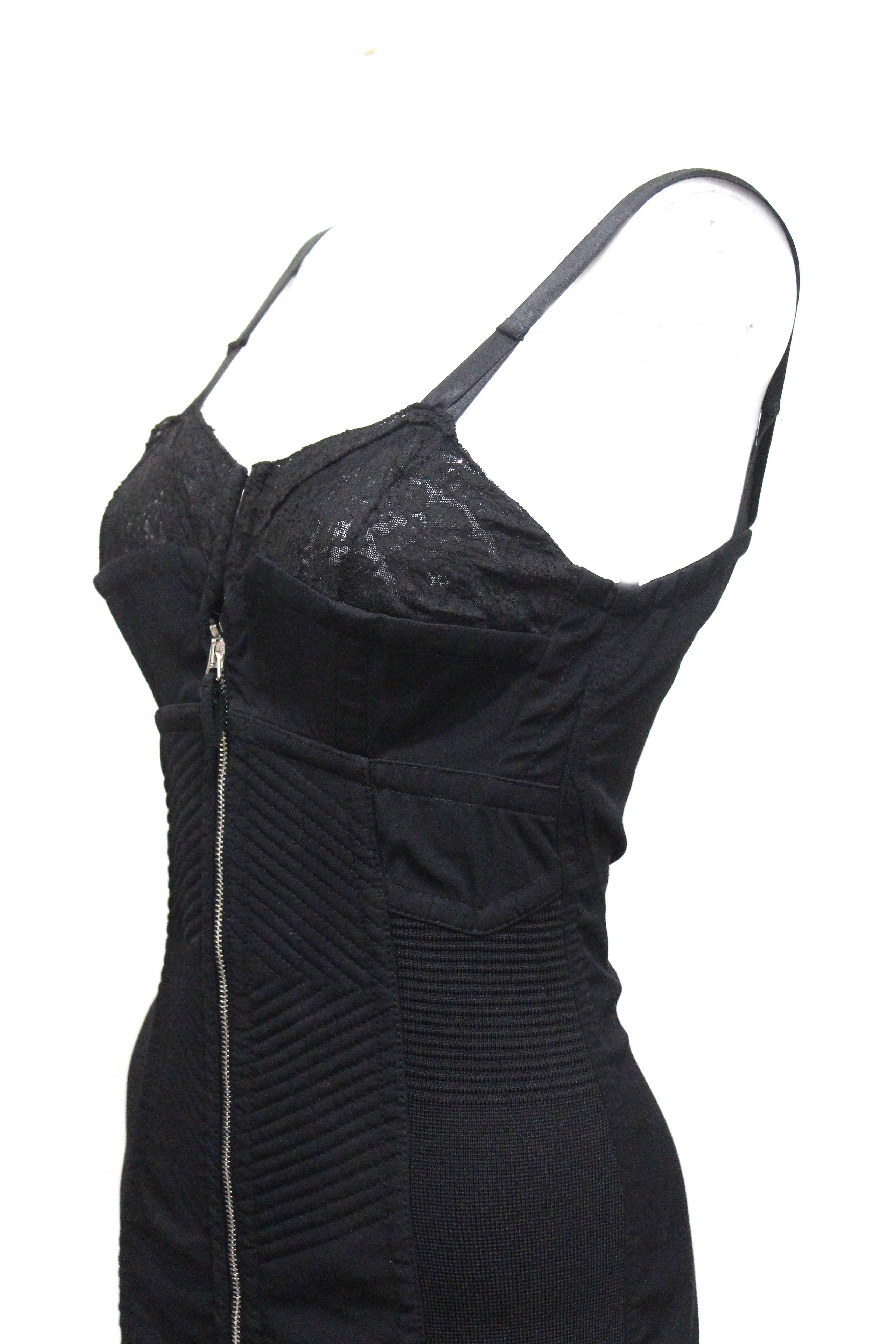 Black 1990s Important Jean Paul Gaultier lingerie style corset bra dress 
