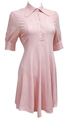1960s Ossie Clark Baby Pink Mini Dress 