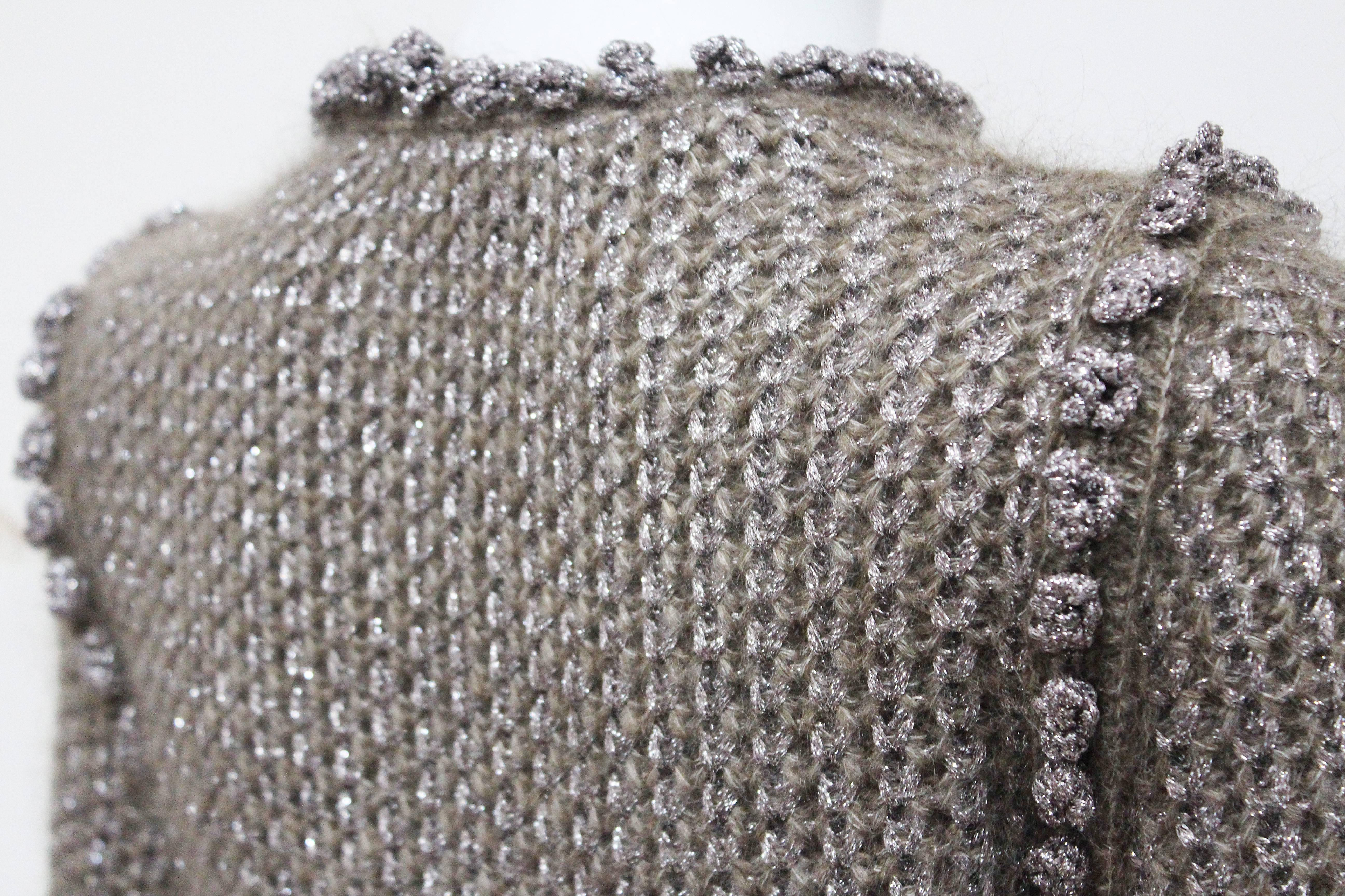 Women's Exceptional 1990s Chanel crochet knit metallic long cardigan
