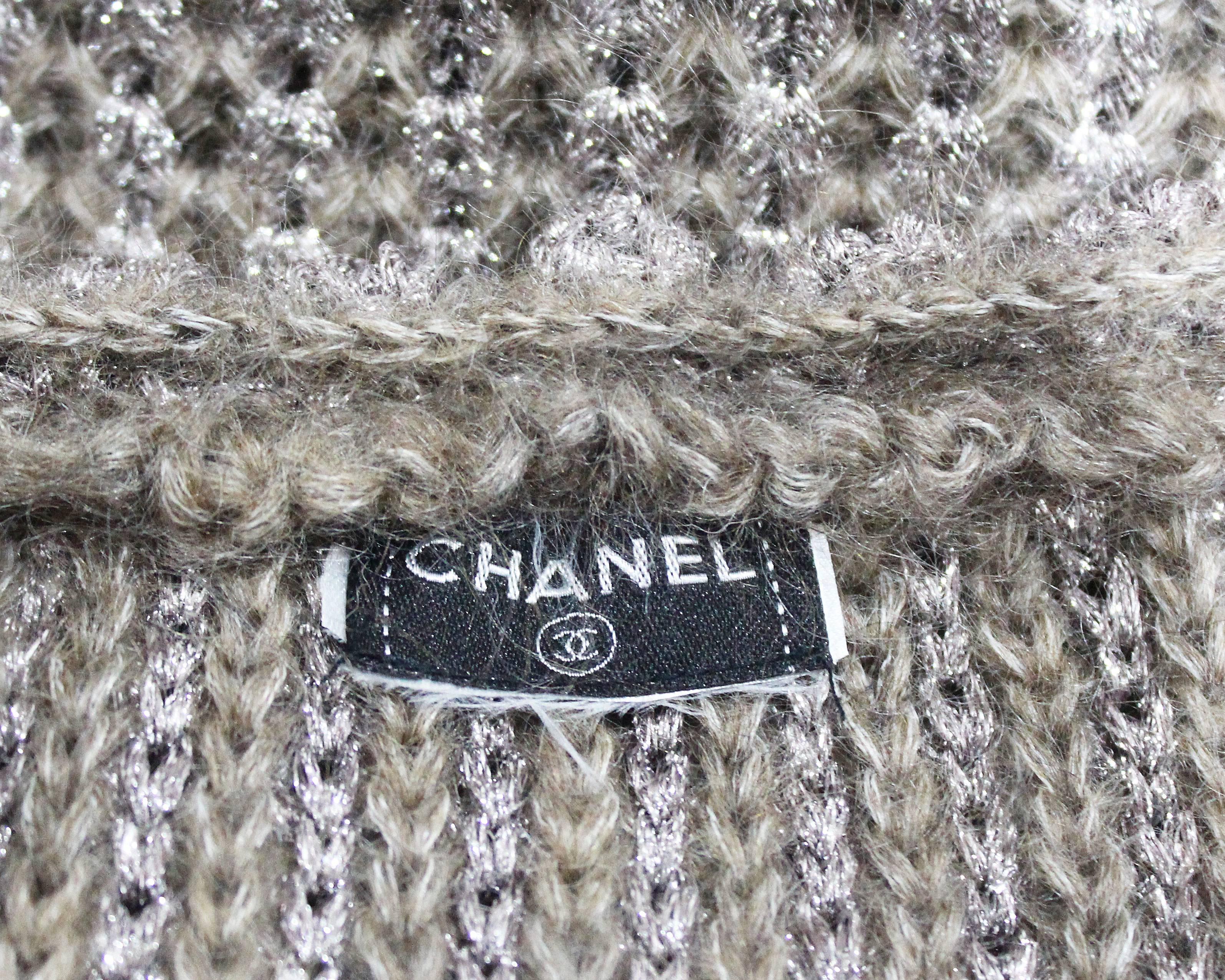 Exceptional 1990s Chanel crochet knit metallic long cardigan 1
