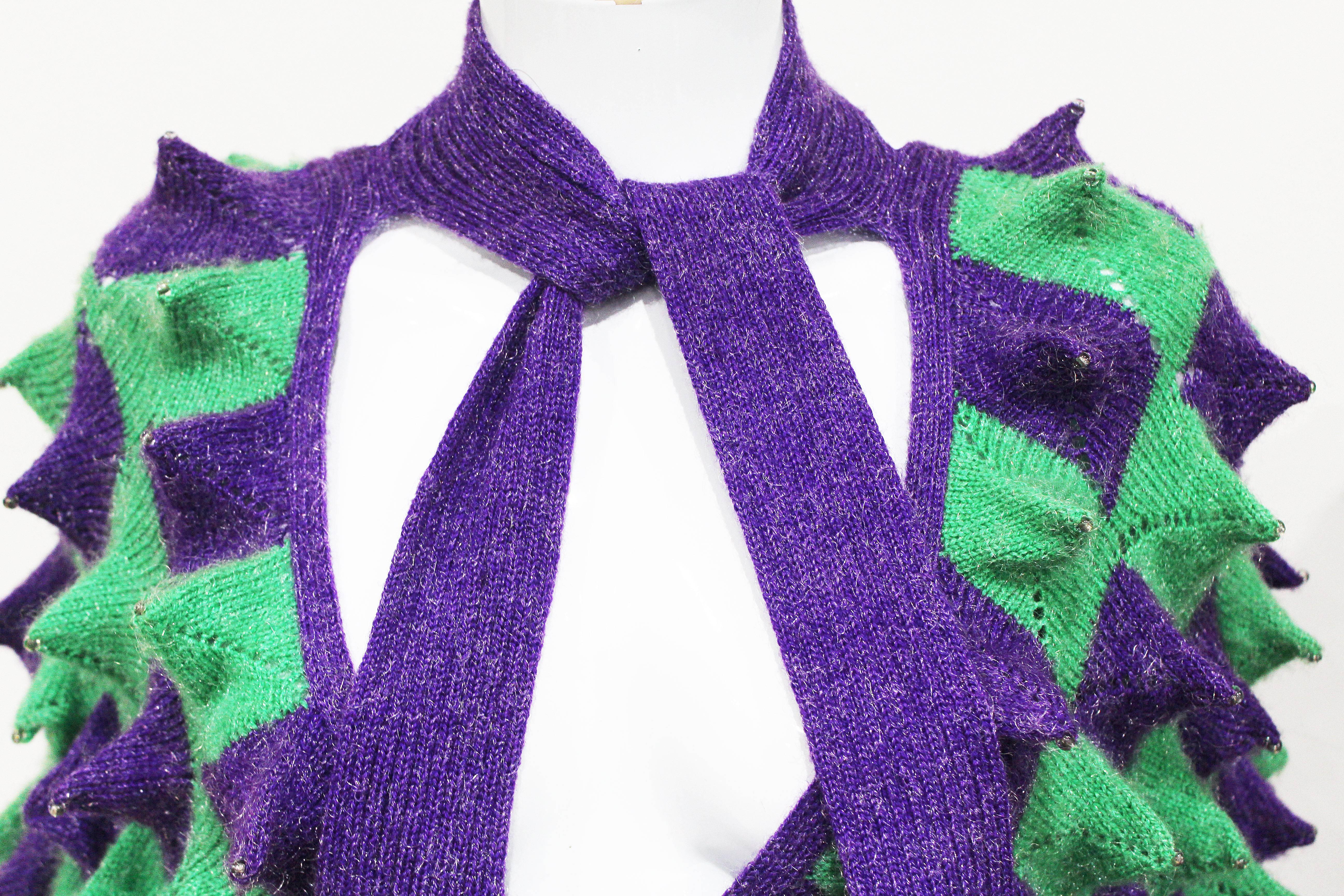 Purple 1970s 3D knitted sweater 