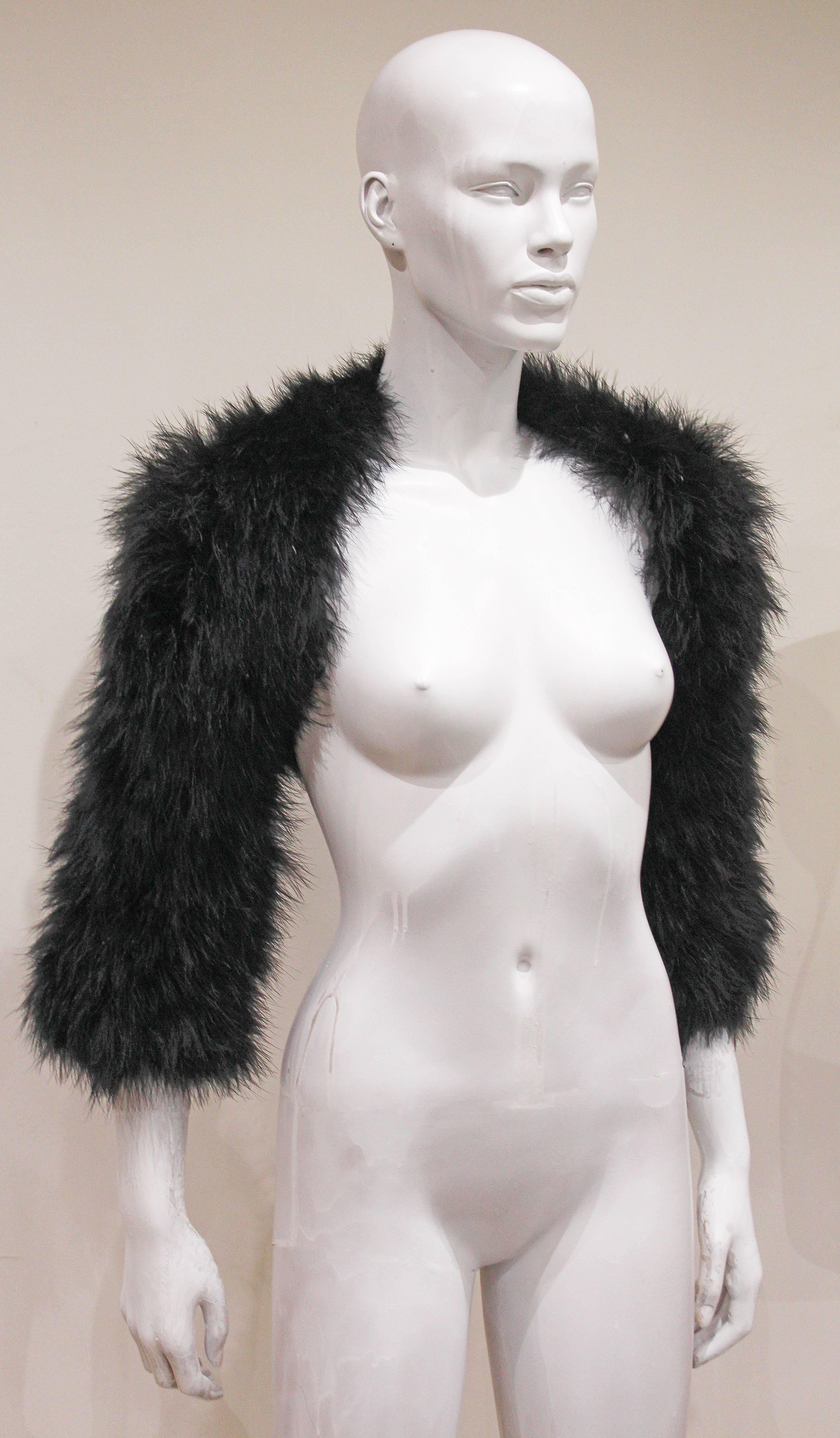 black feather bolero