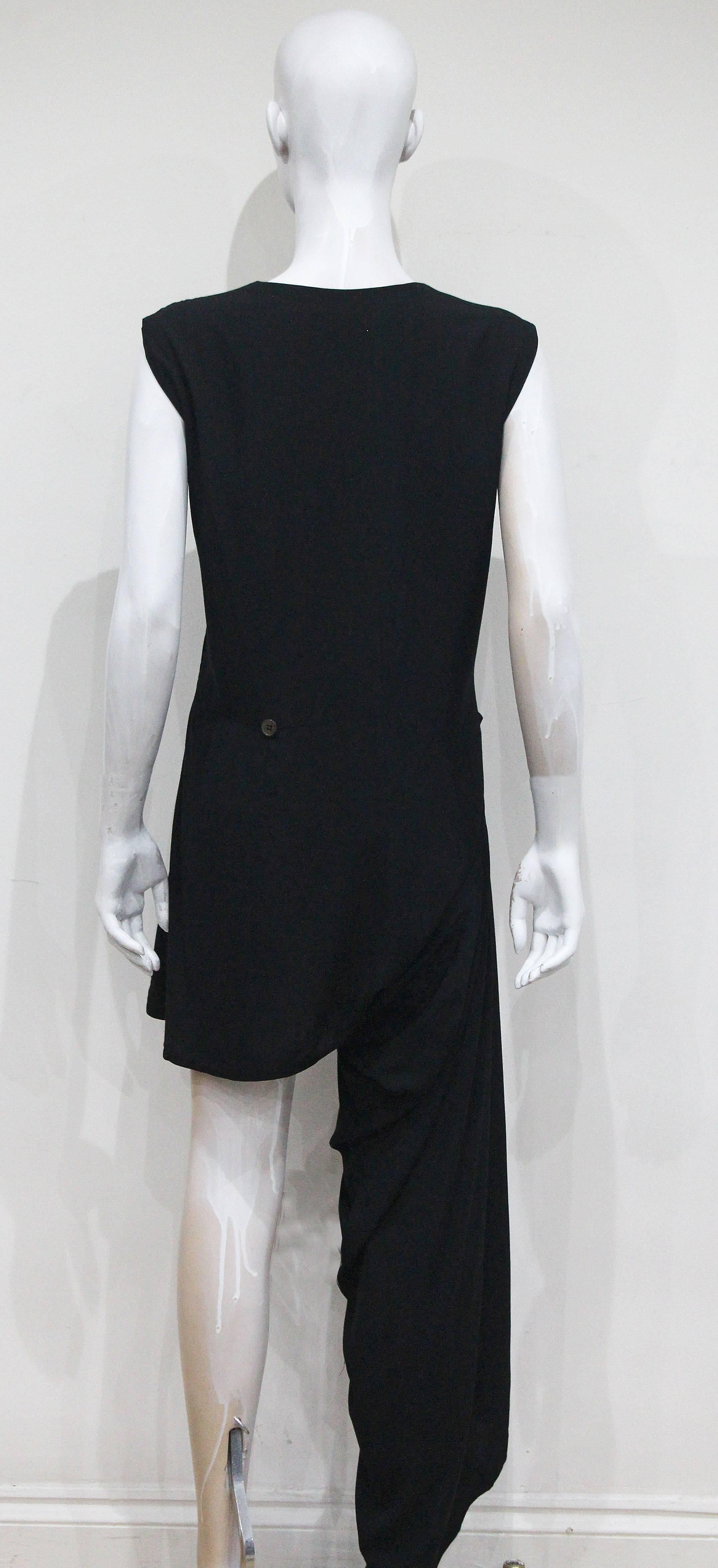 Black Early Comme des Garcons black asymmetric jumpsuit, c. 1980s