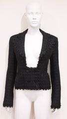 Chanel low plunge fantasy tweed black jacket, c. 2005