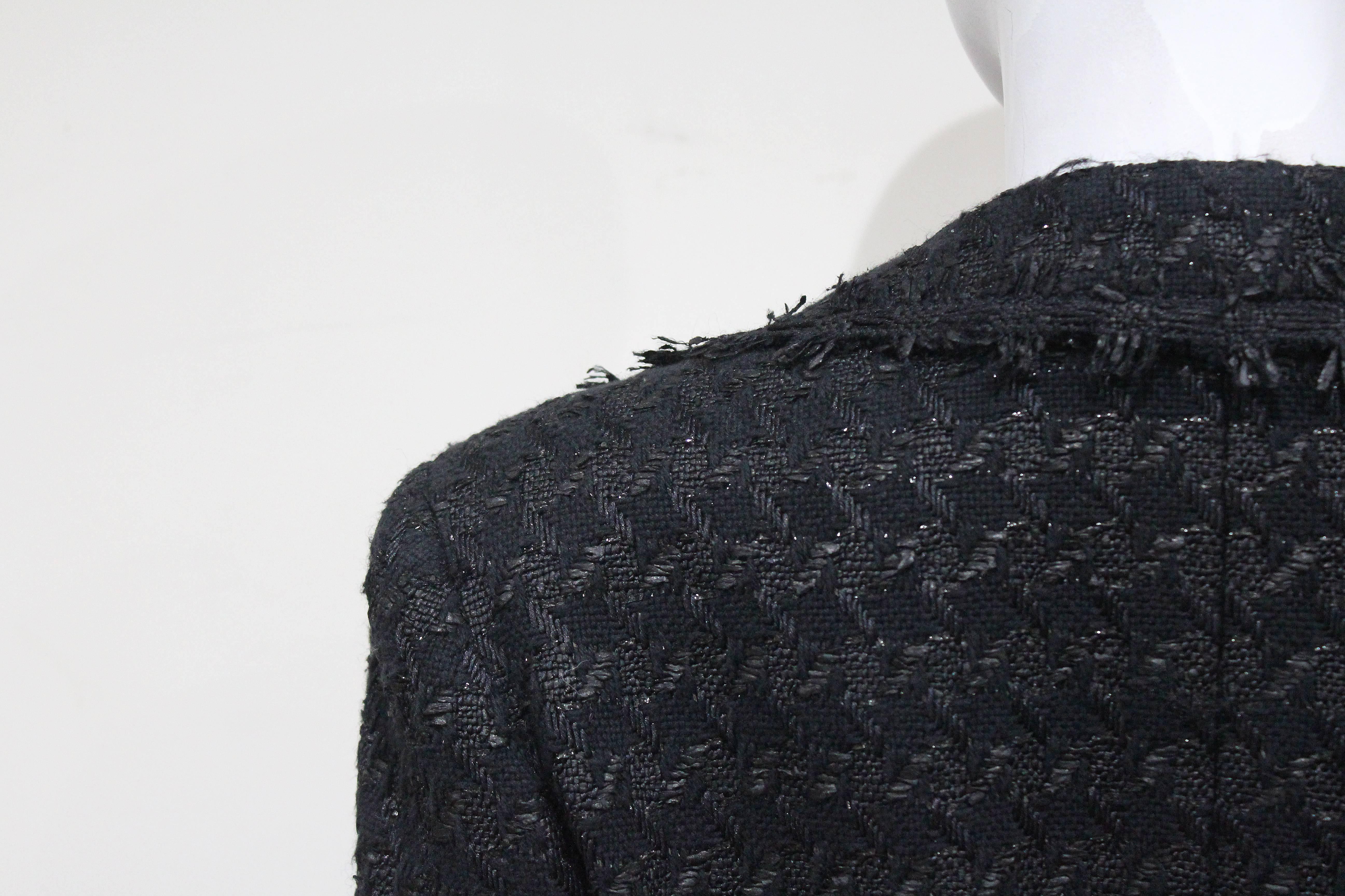 Women's Chanel low plunge fantasy tweed black jacket, c. 2005