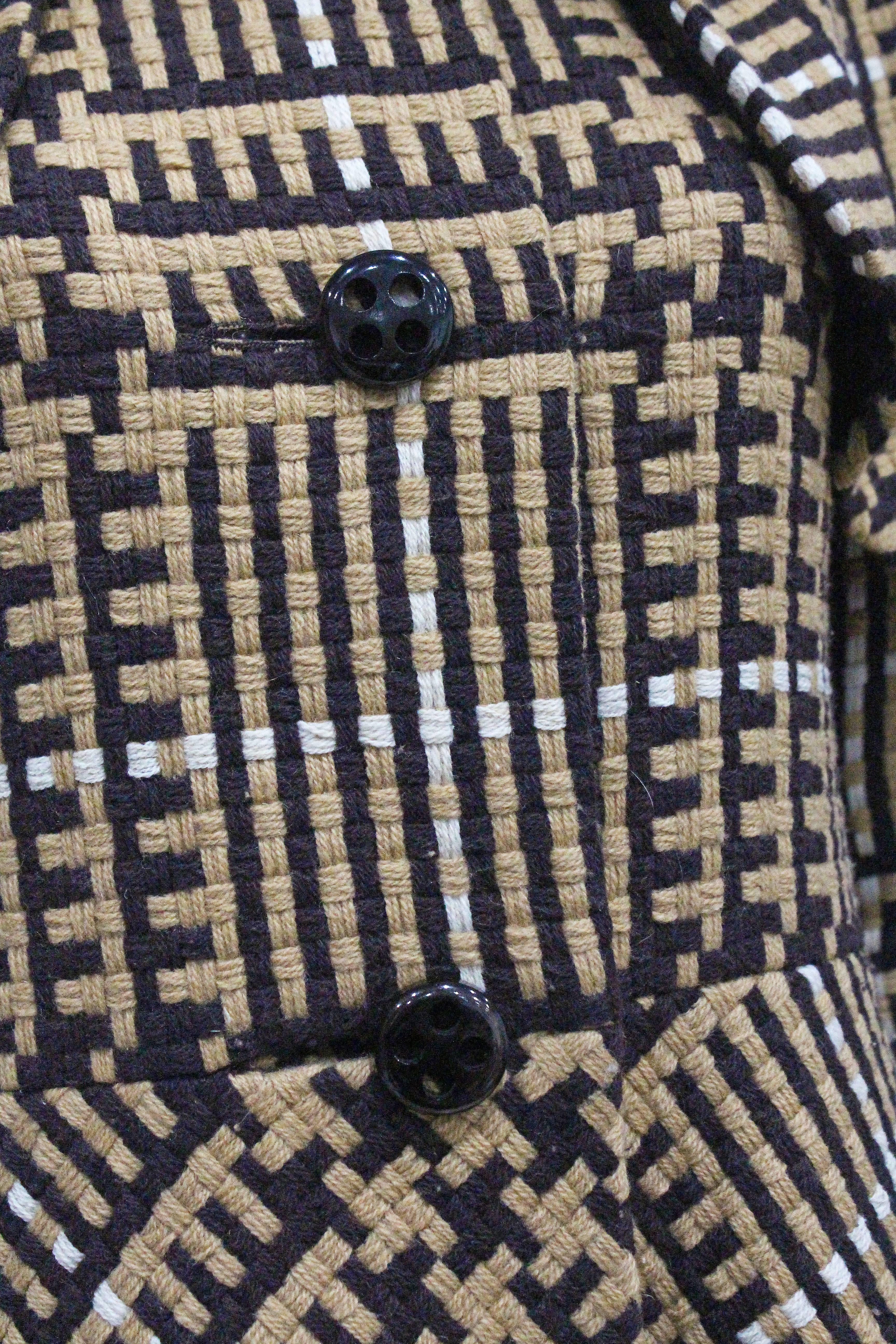 Henri Jean Tweed Coat With Cape And Fur Collar, c. 1970s  3