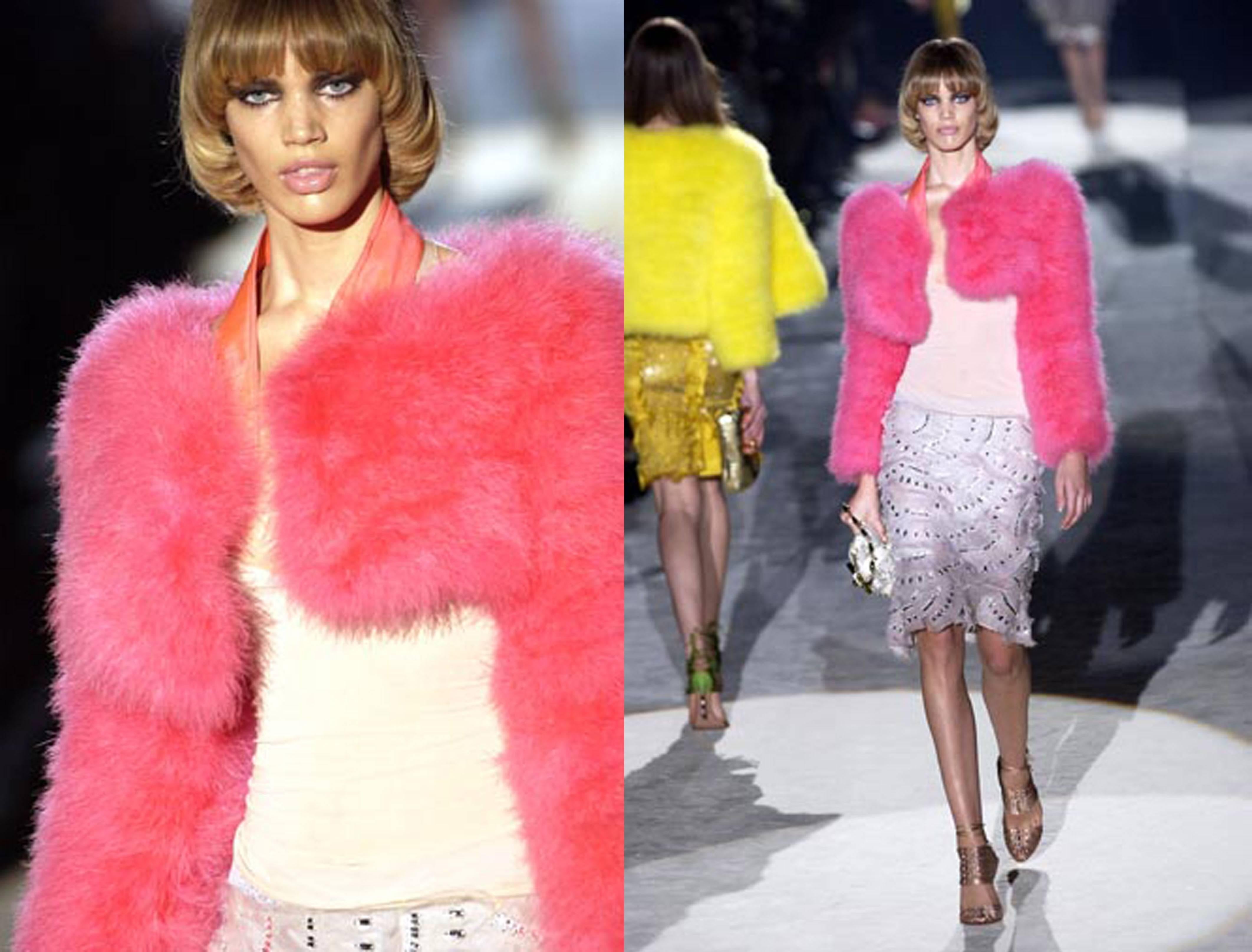 Tom Ford for Gucci Hot Pink Marabou Bolero, c. 2004 In Excellent Condition In London, GB