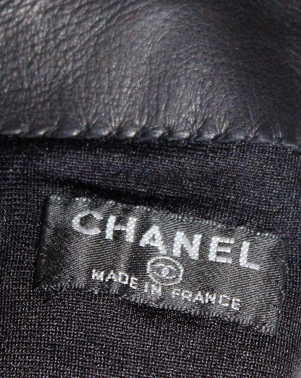 chanel leather gloves with fur