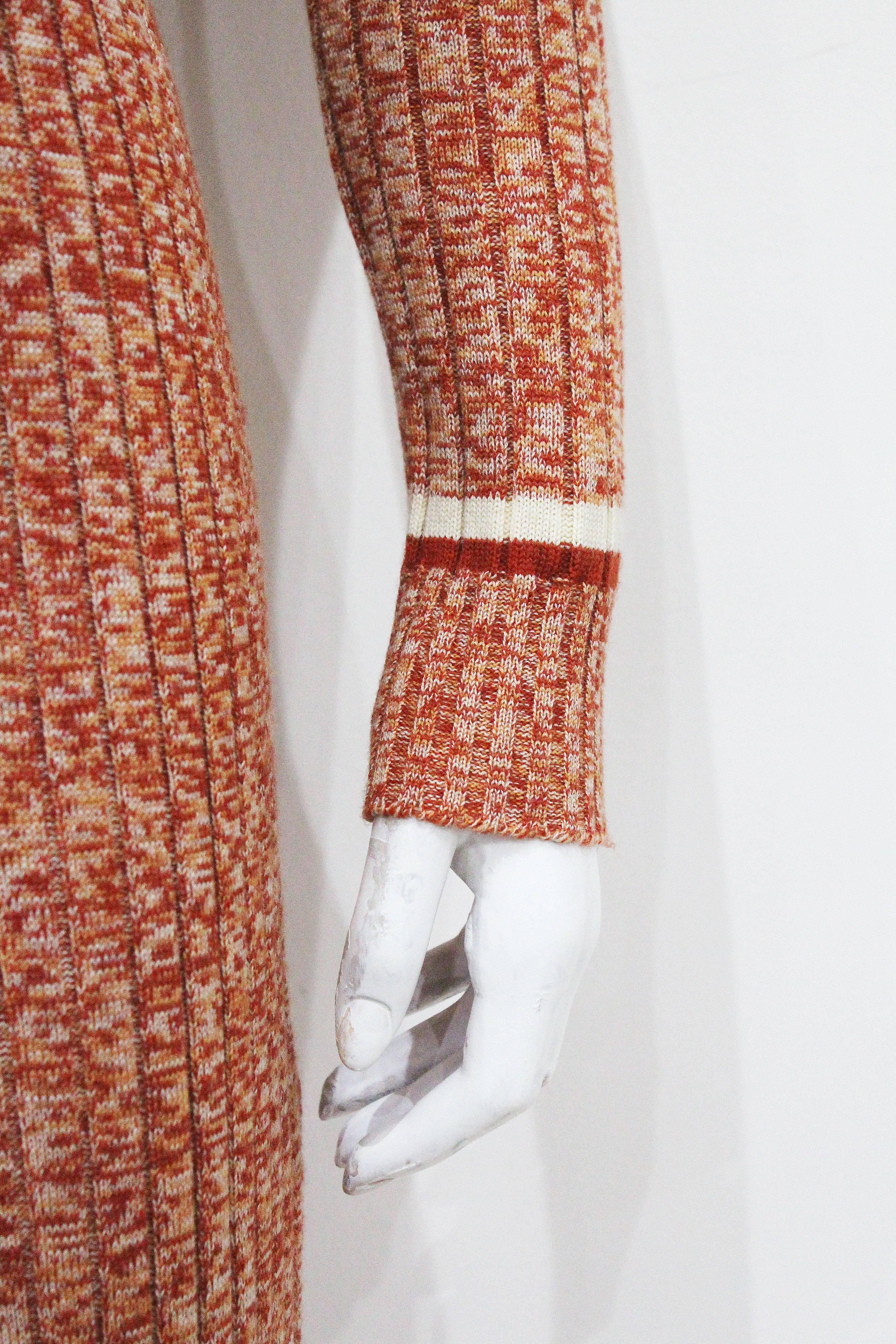 Brown Celine nautical style rib knit dress, c. 1970s