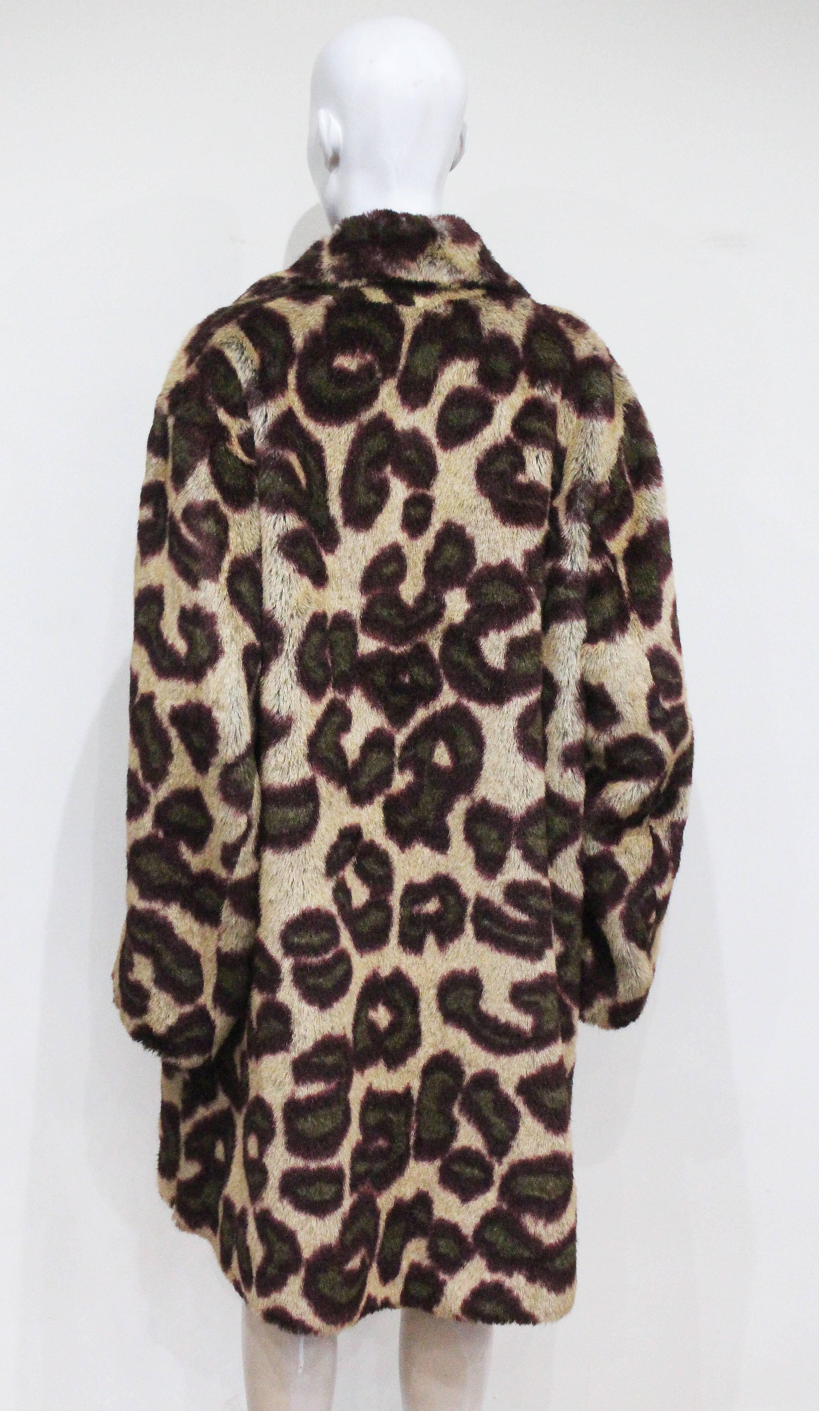 Black Vivienne Westwood Men's faux fur cheetah print coat, c. 1989