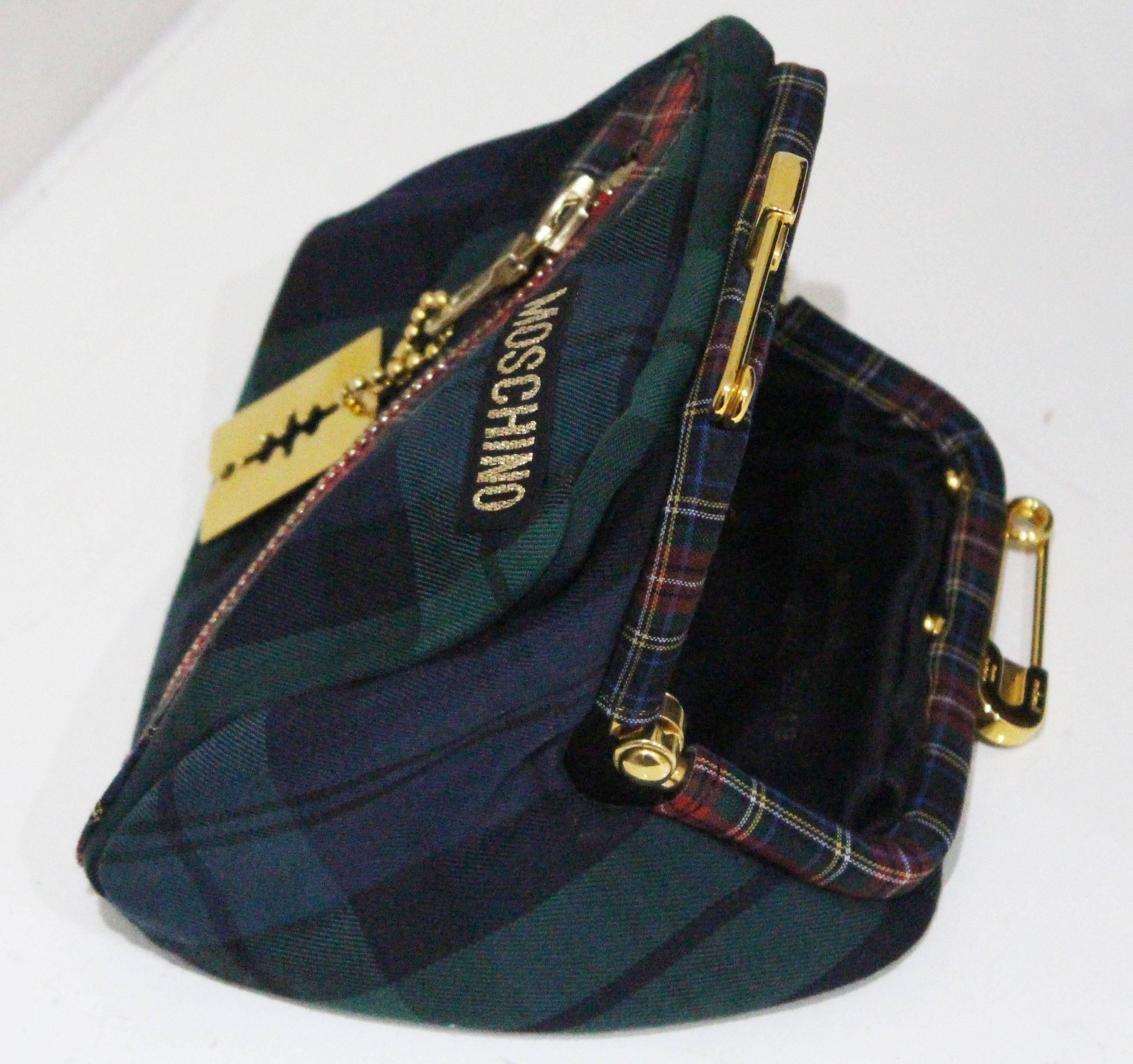 Moschino tartan Punk Chic! large tote bag with purse, c. 1990s  1