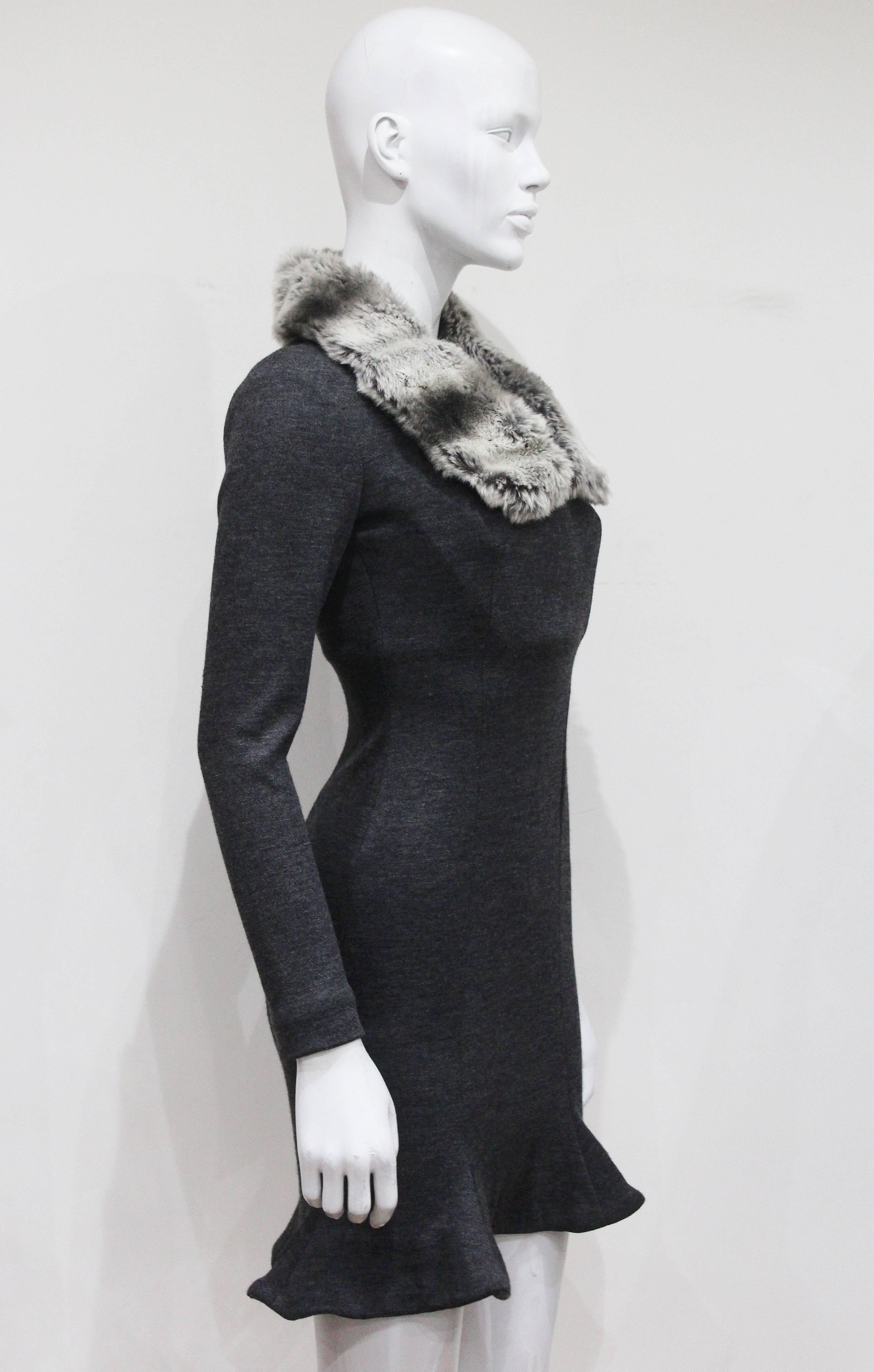 Women's Vivienne Westwood Corseted Woollen Dress With Faux Fur Collar, c 1990s