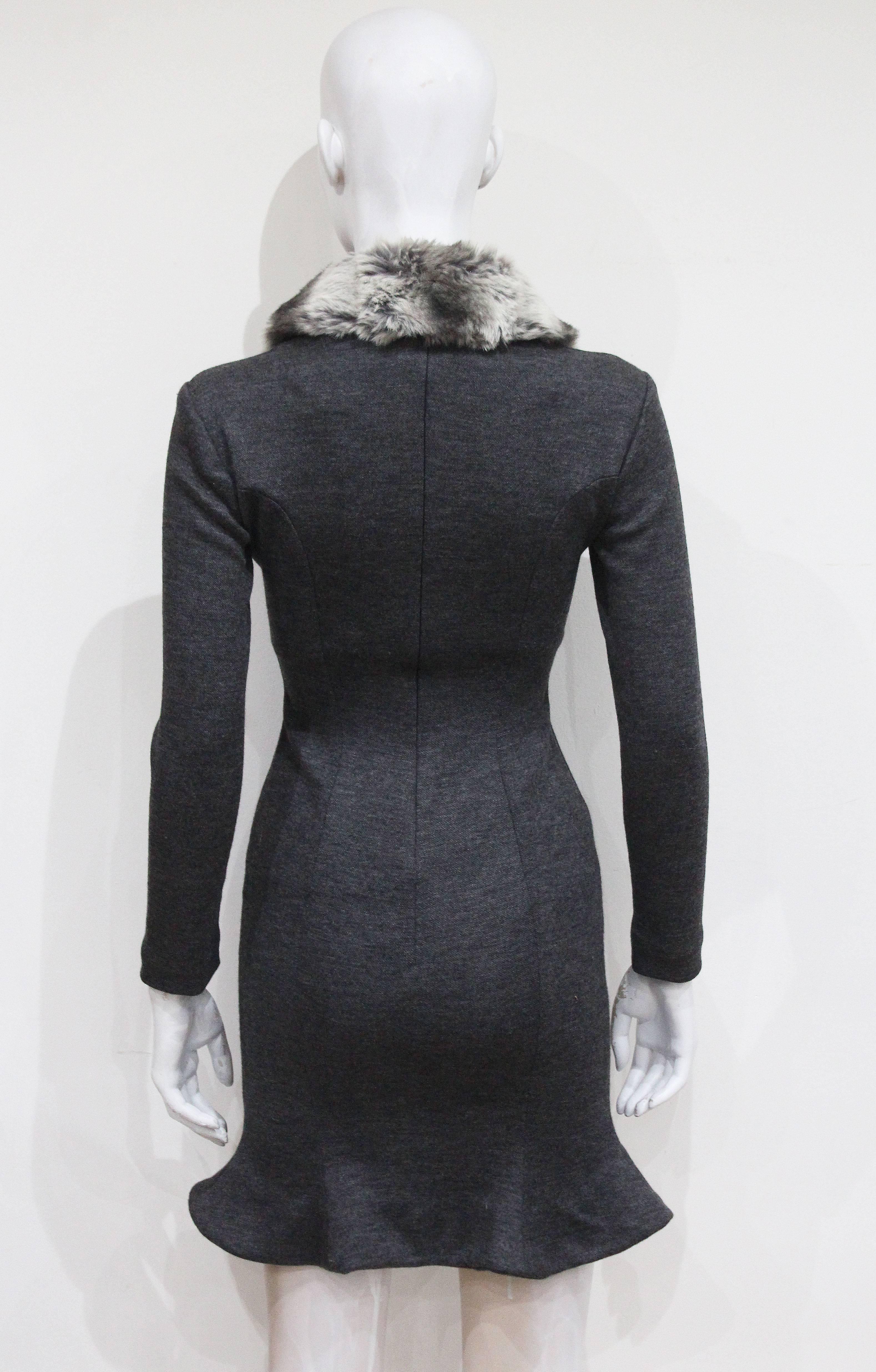 Vivienne Westwood Corseted Woollen Dress With Faux Fur Collar, c 1990s 1