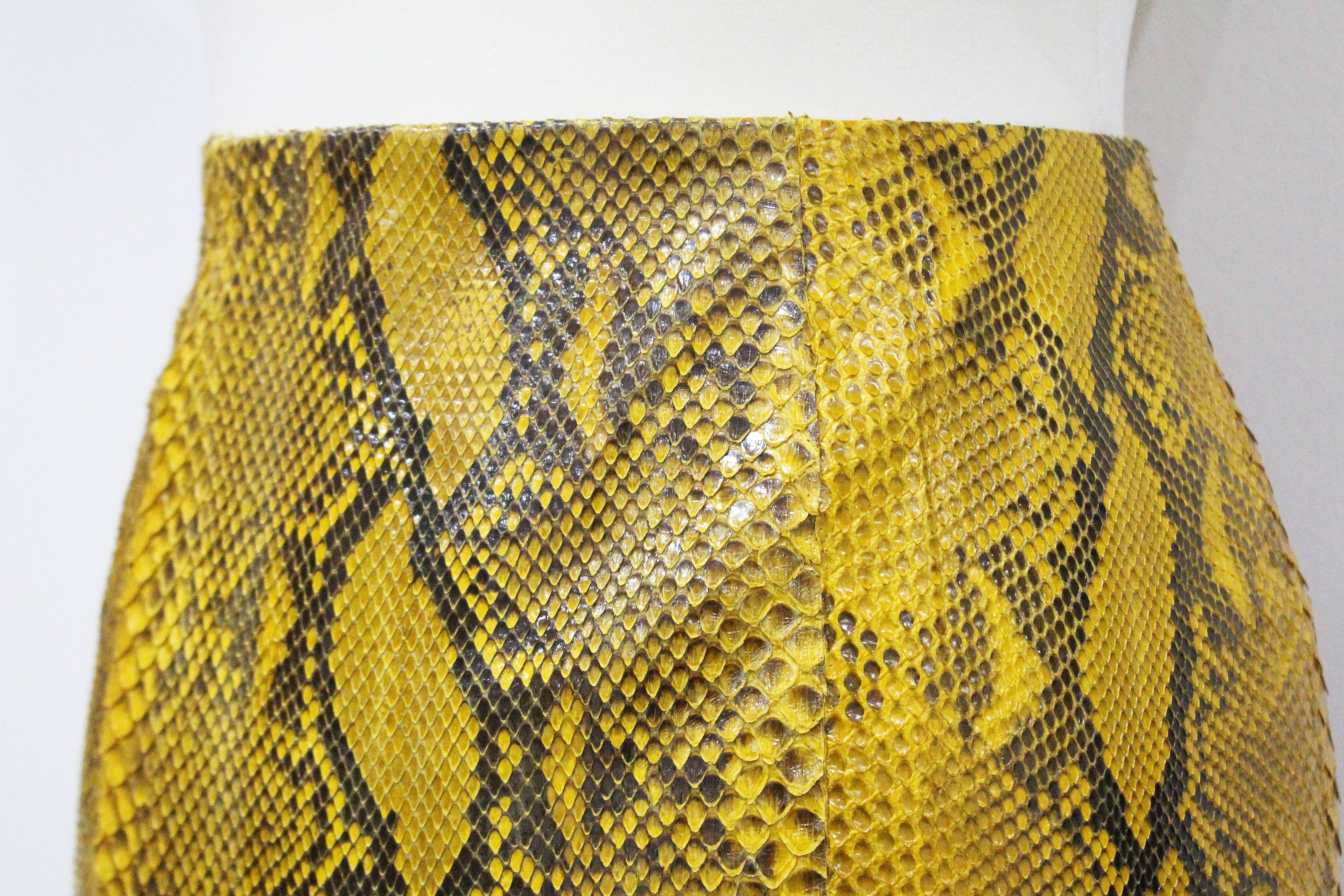Brown Gianfranco Ferre yellow python pencil skirt, c. 1990s