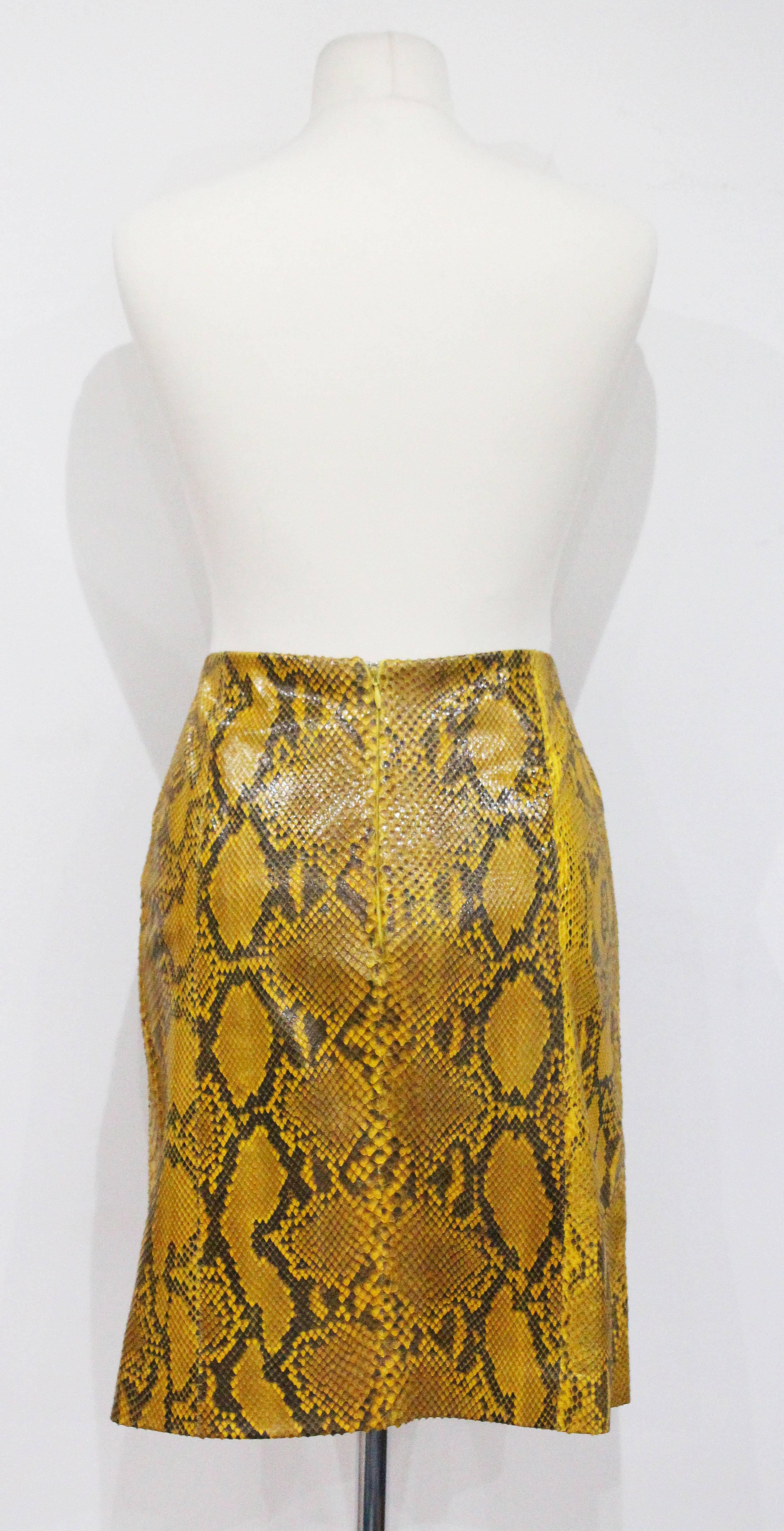 Gianfranco Ferre yellow python pencil skirt, c. 1990s In Excellent Condition In London, GB