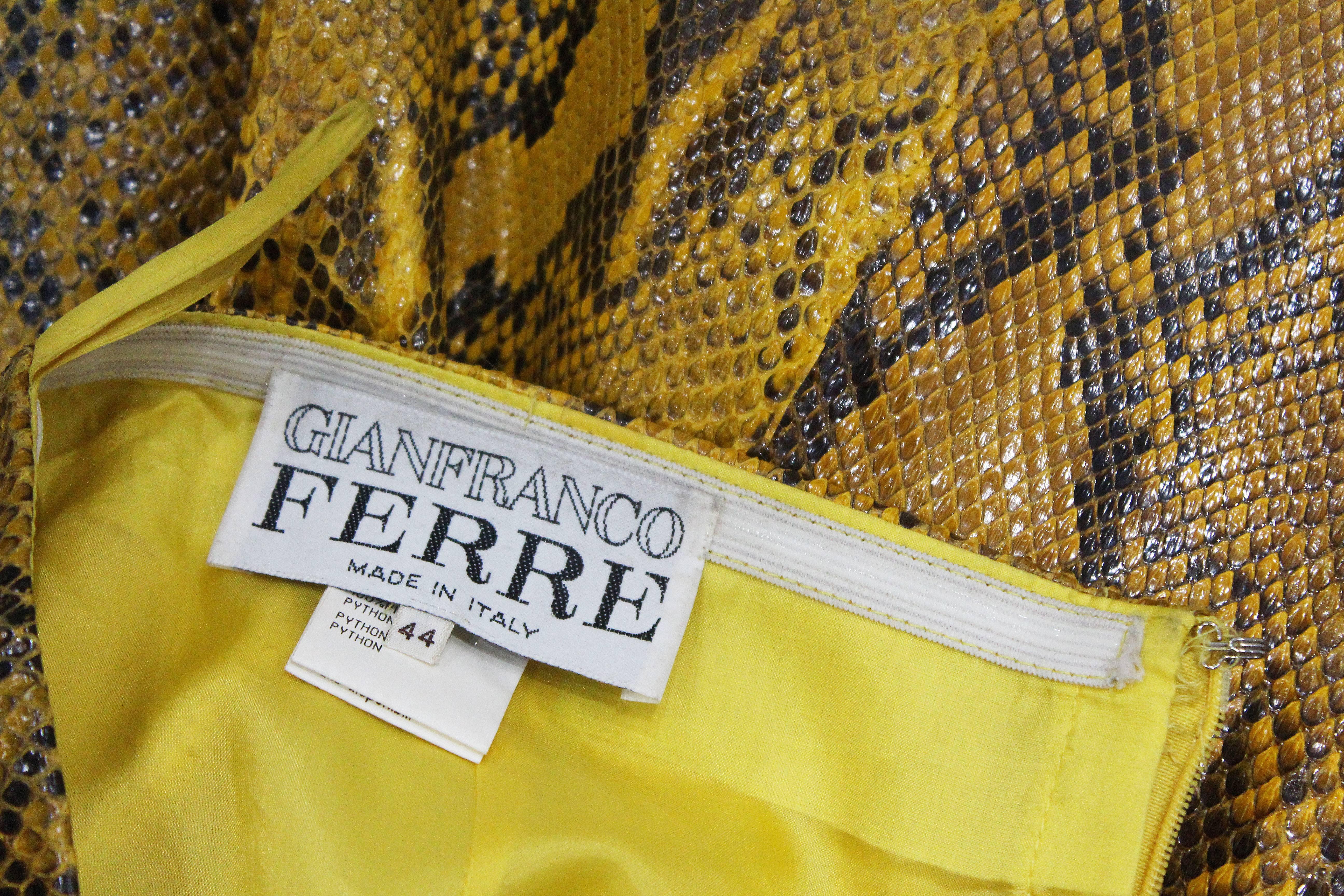 Women's Gianfranco Ferre yellow python pencil skirt, c. 1990s