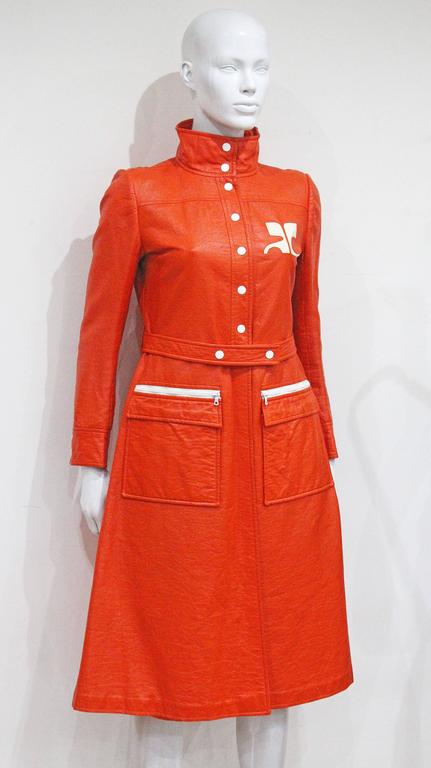 Courreges orange vinyl coat dress, c. 1970 at 1stDibs