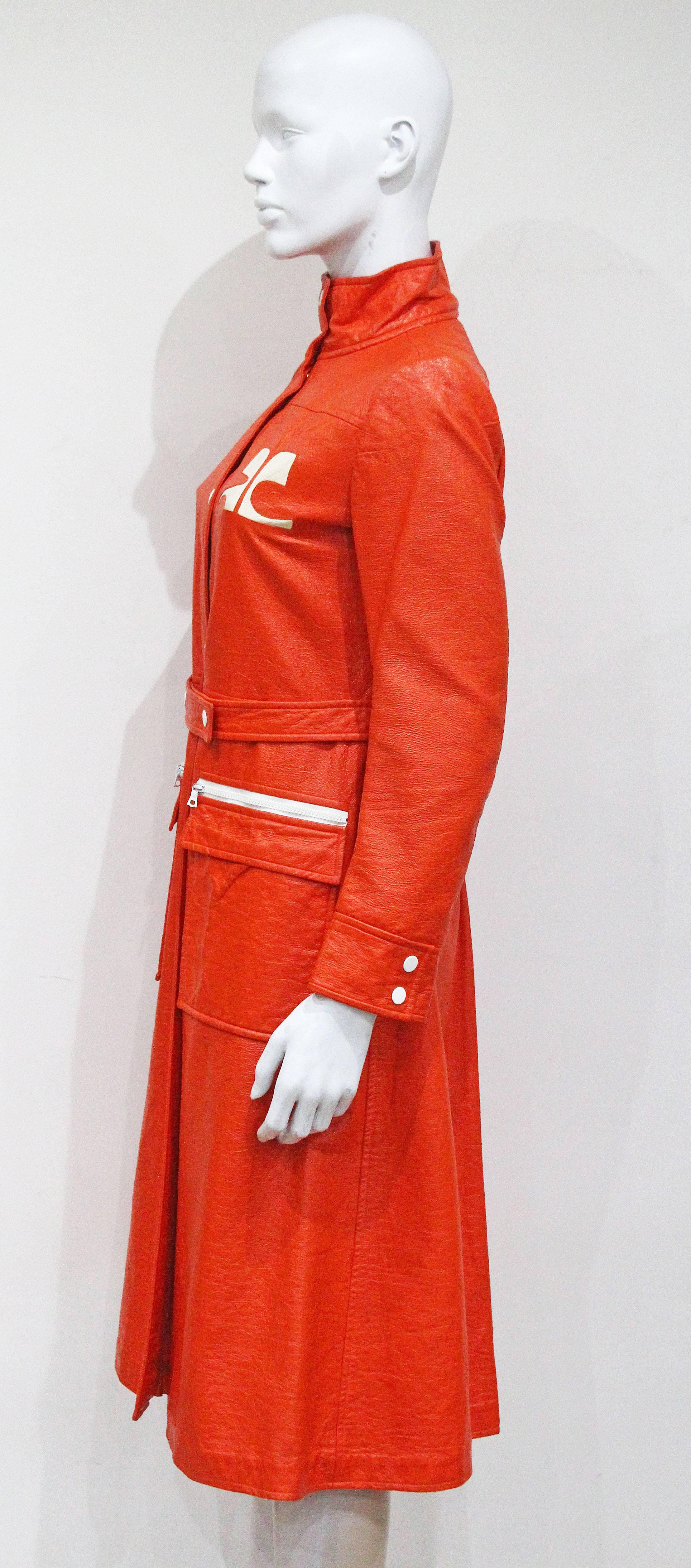 Courreges orange vinyl coat dress, c. 1970 In Good Condition In London, GB