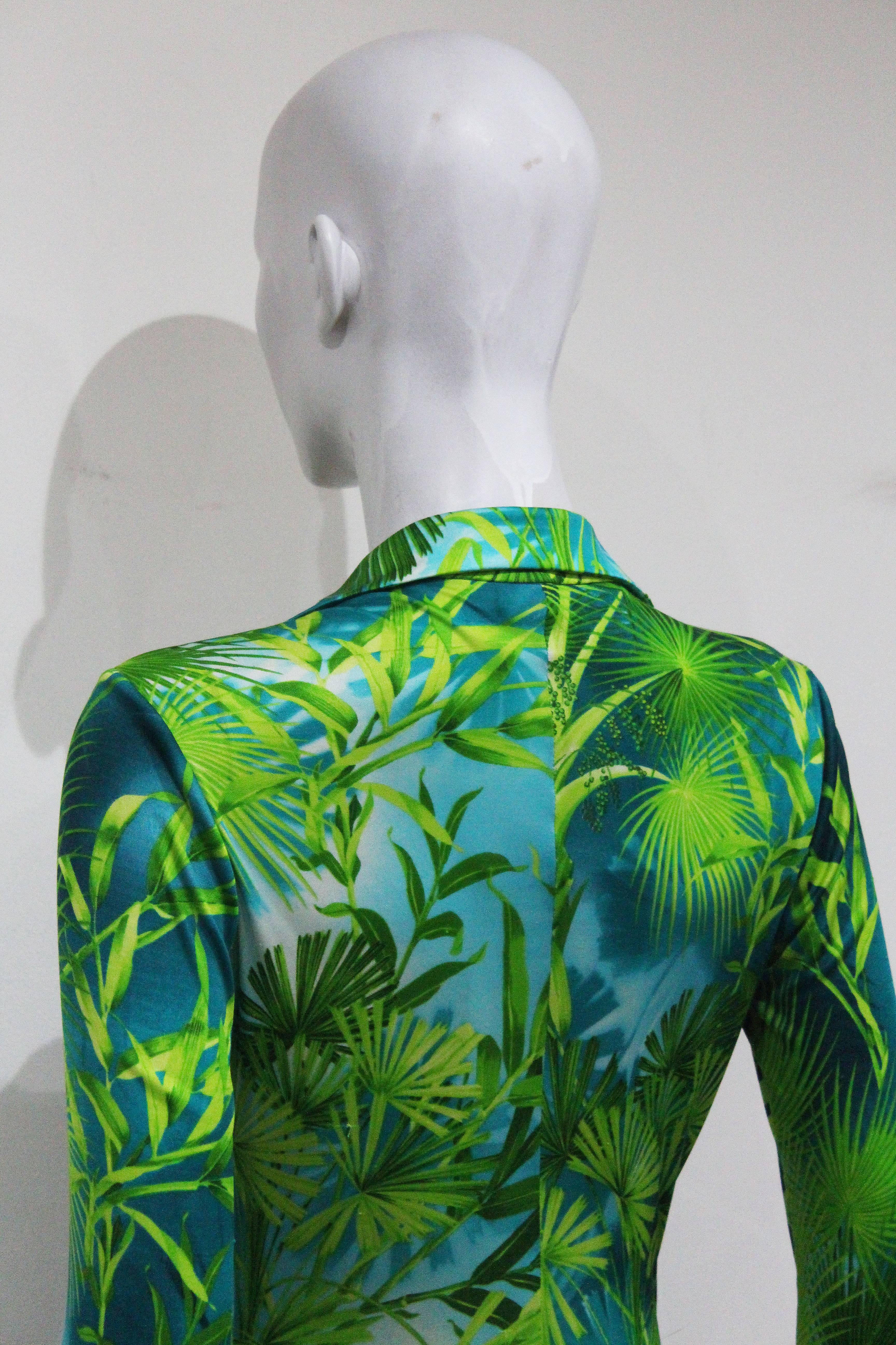 Women's Gianni Versace jungle print silk jersey low plunge dress, c. 2000