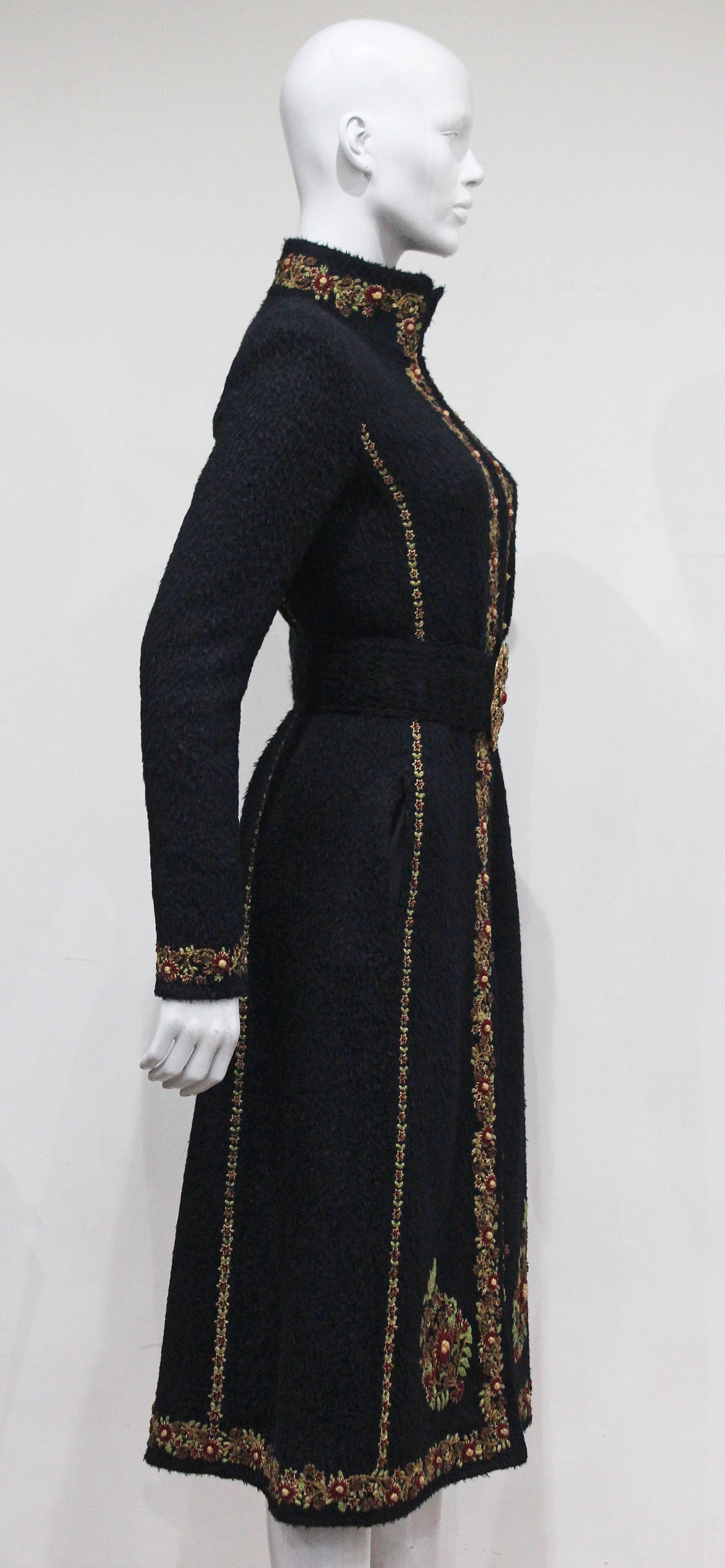Oscar De La Renta hand embroidered woollen coat, c. 1990s  1