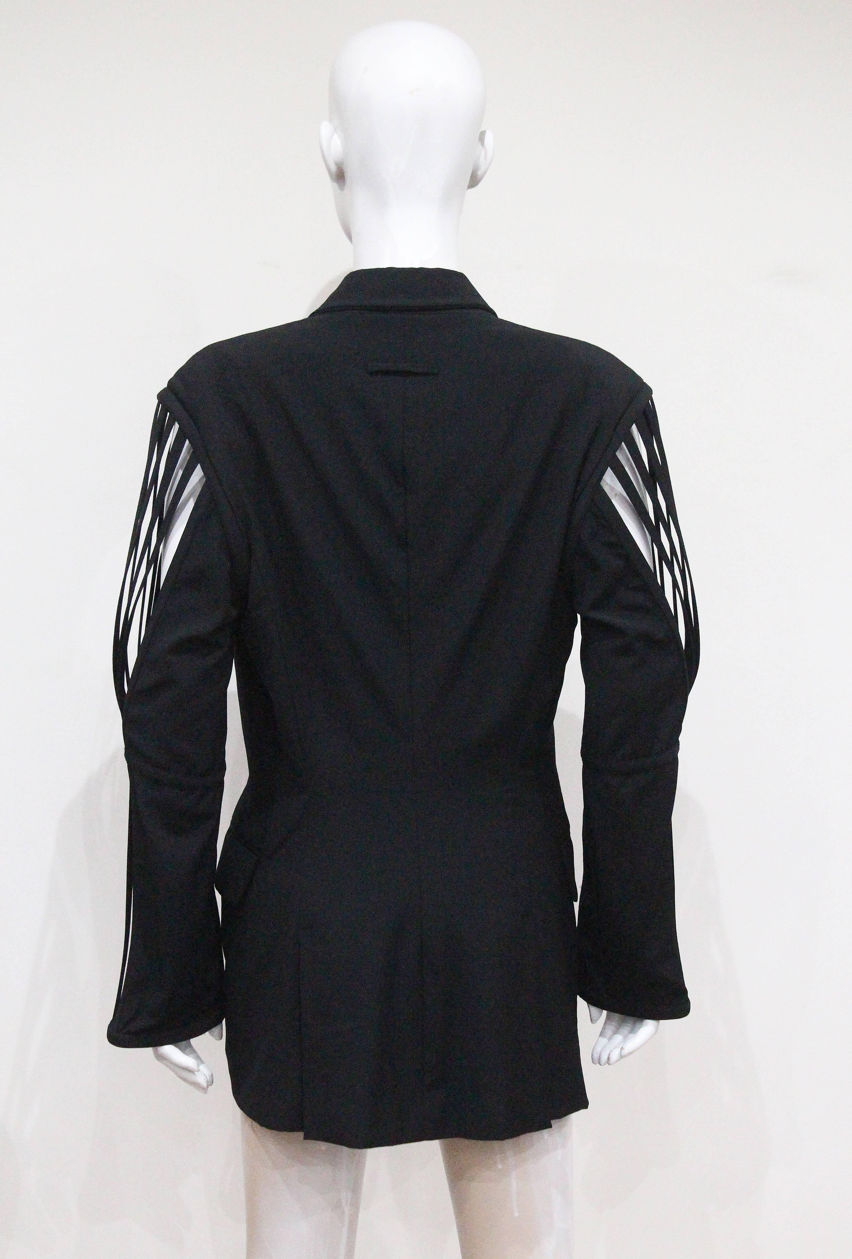 Jean Paul Gaultier double breasted blazer jacket with caged sleeves, c. 1989 1