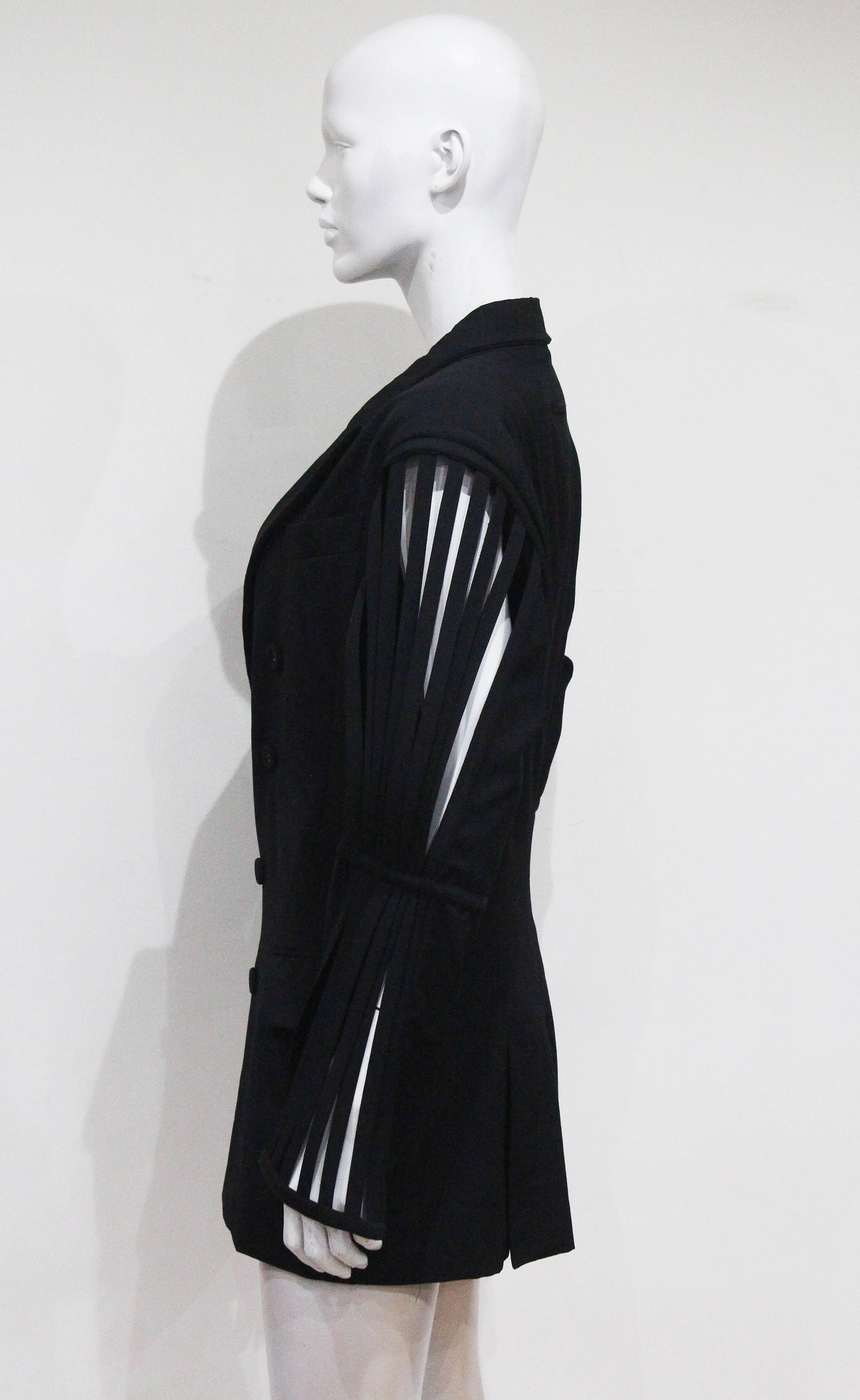 Jean Paul Gaultier double breasted blazer jacket with caged sleeves, c. 1989 2