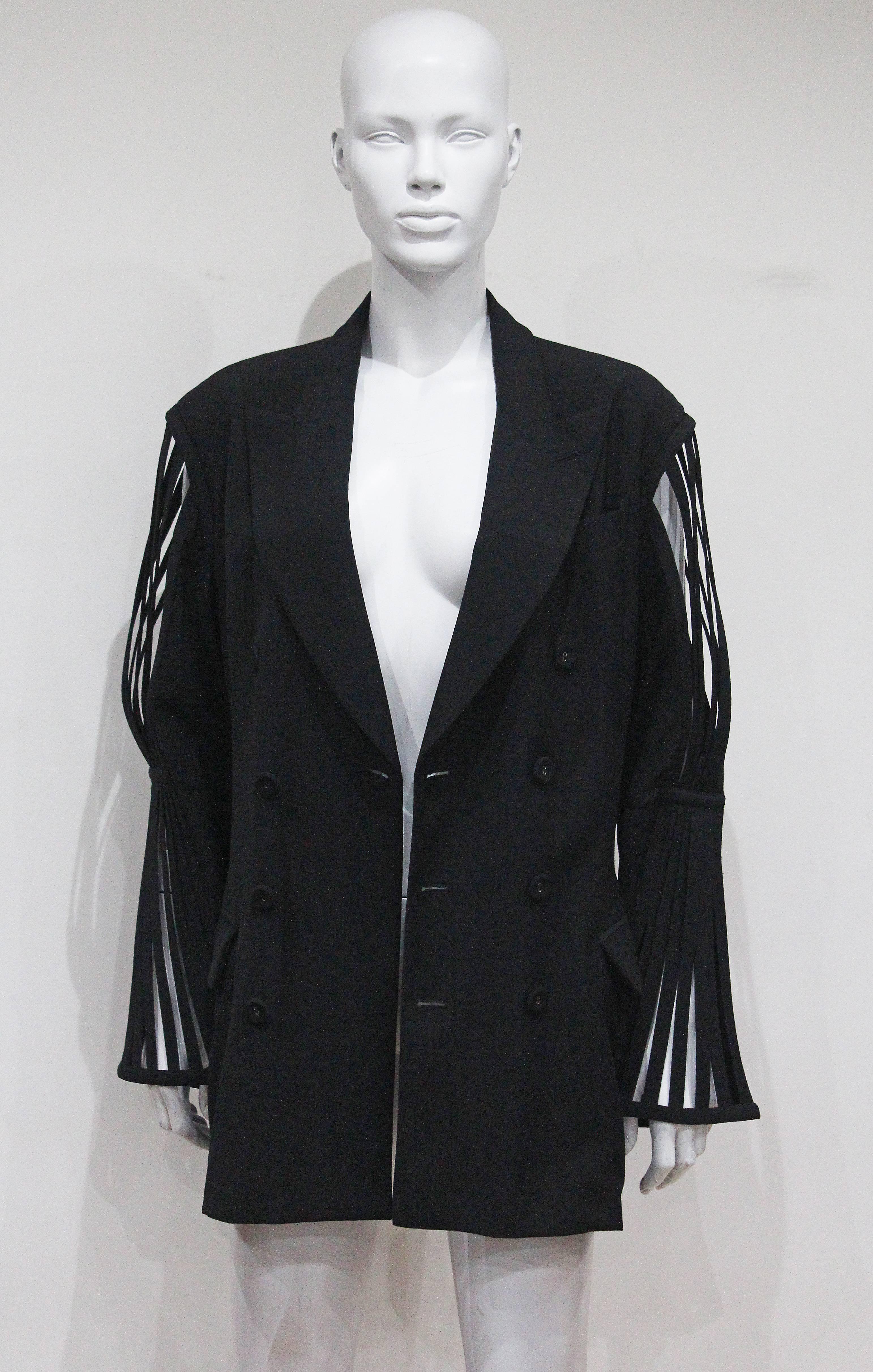 Jean Paul Gaultier double breasted blazer jacket with caged sleeves, c. 1989 4