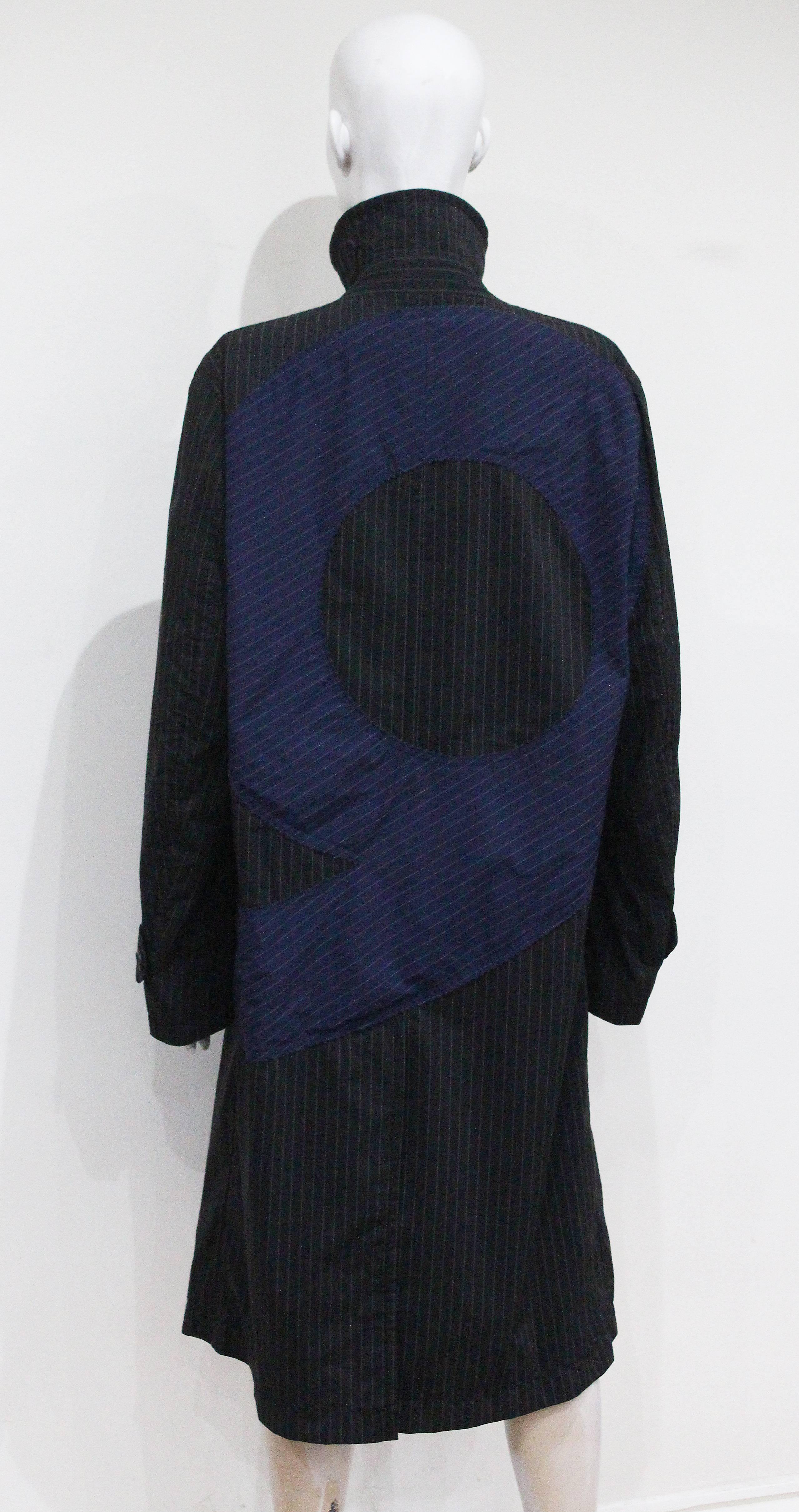 Issey Miyake pinstripe windbreaker coat, c. 1990s In Excellent Condition In London, GB