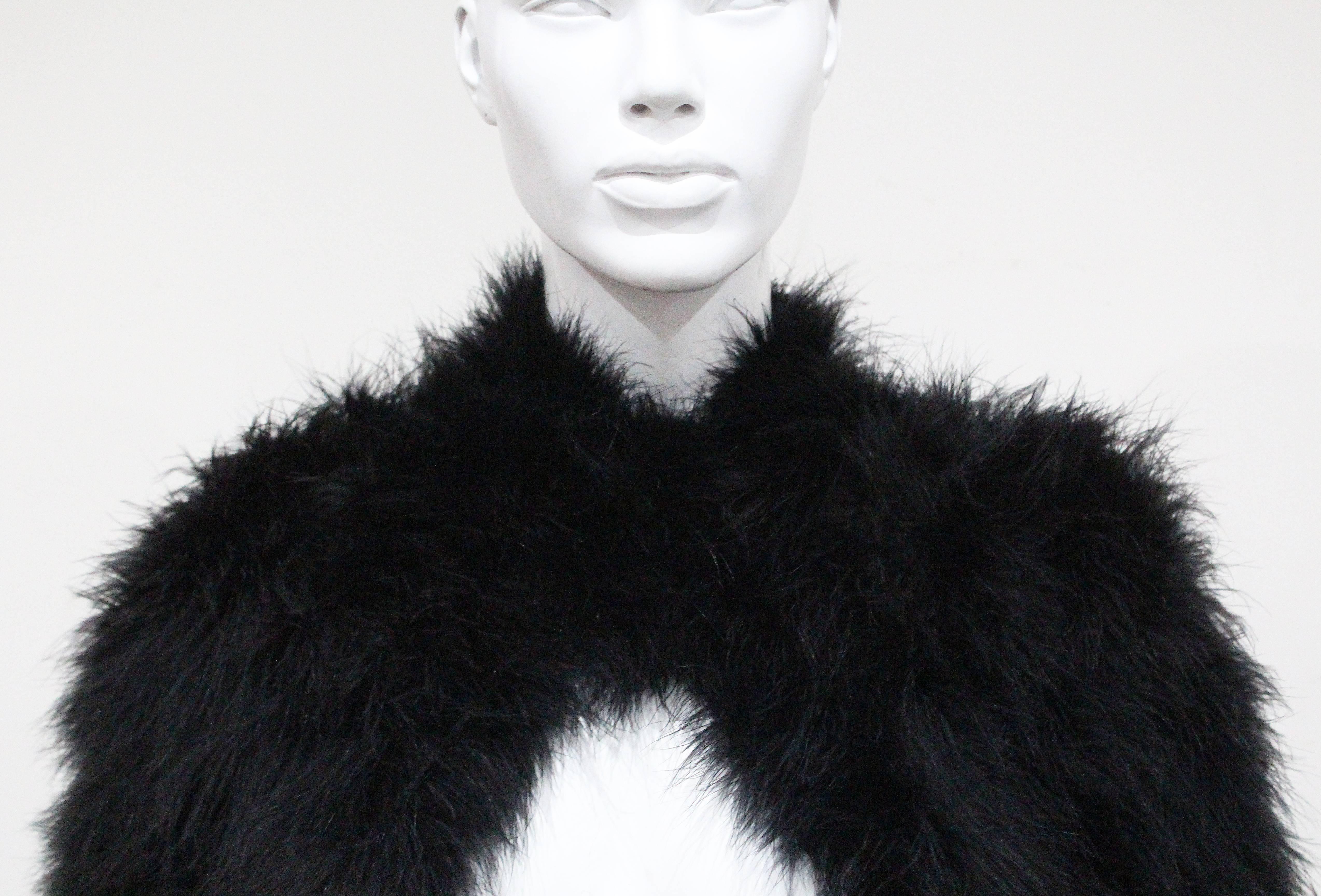 Franka, full length black marabou fur cape, c. 1960s In Excellent Condition In London, GB