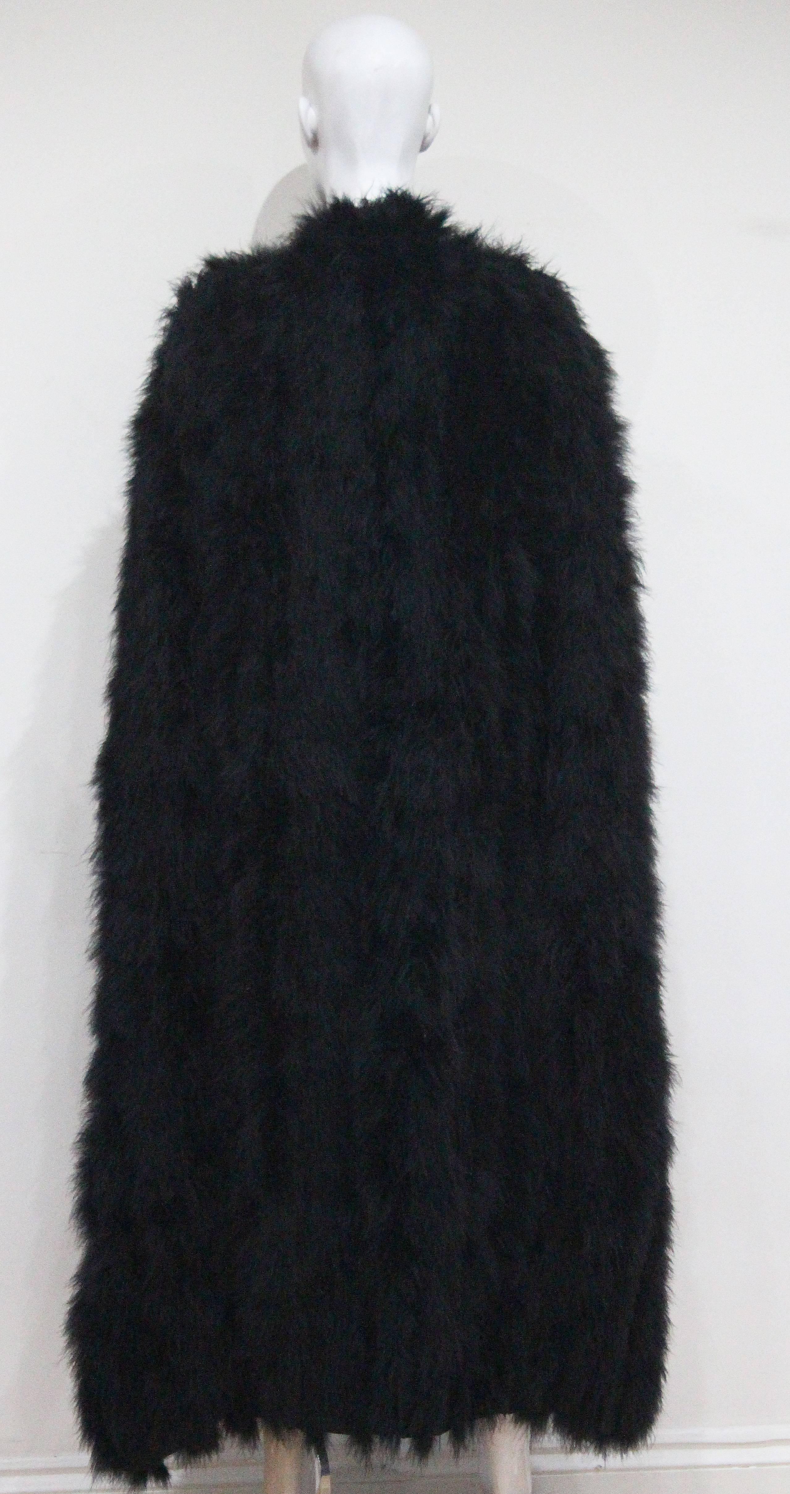 Franka, full length black marabou fur cape, c. 1960s 1