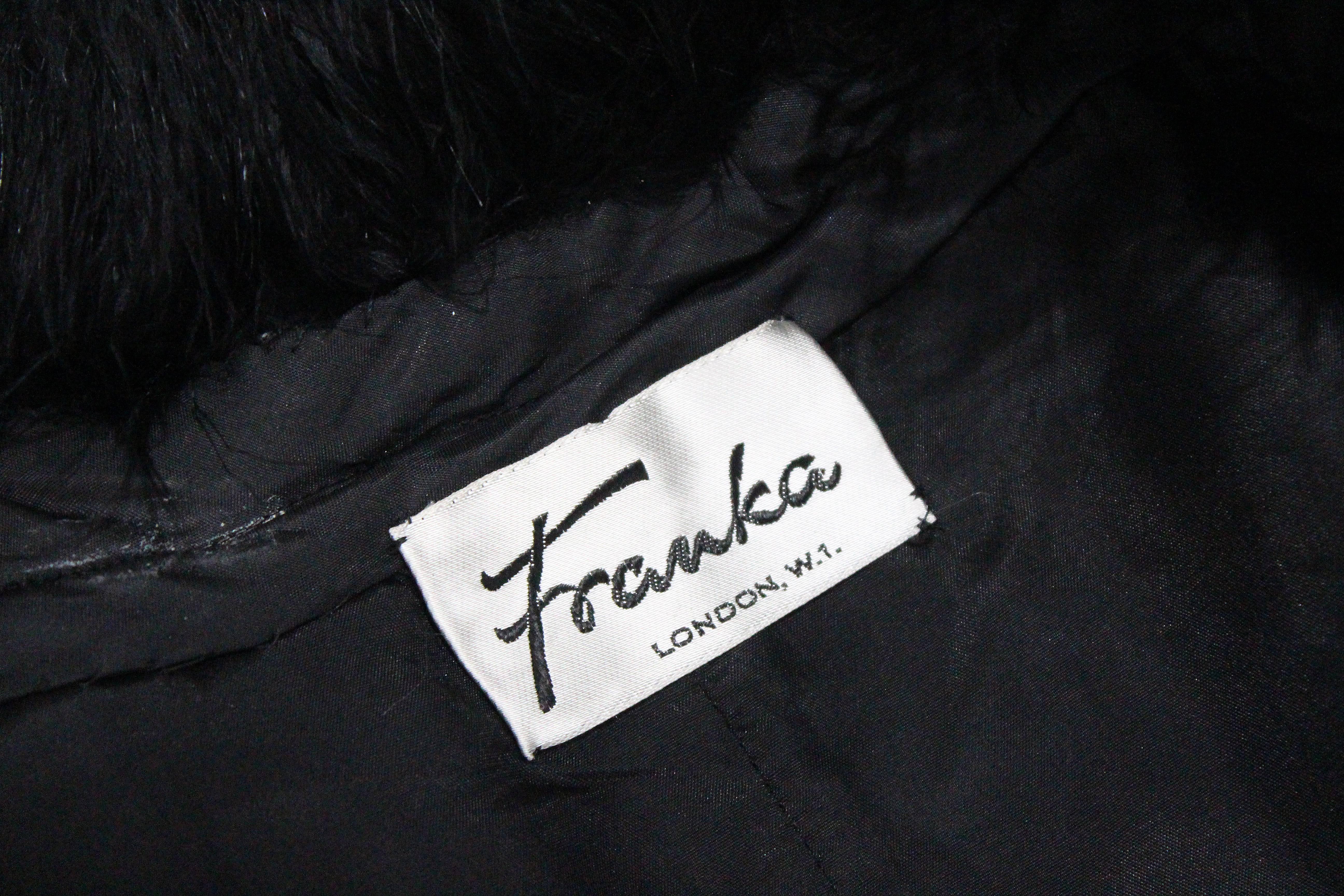 Franka, full length black marabou fur cape, c. 1960s 3